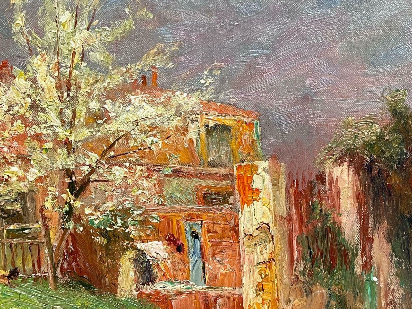 French School Antique French Impressionist Oil Chickens Before Farmhouse In Landscape photo Art