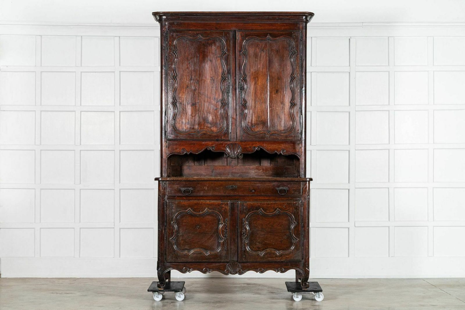 Large 19thc French Oak & Chestnut Buffet Deux Corps
