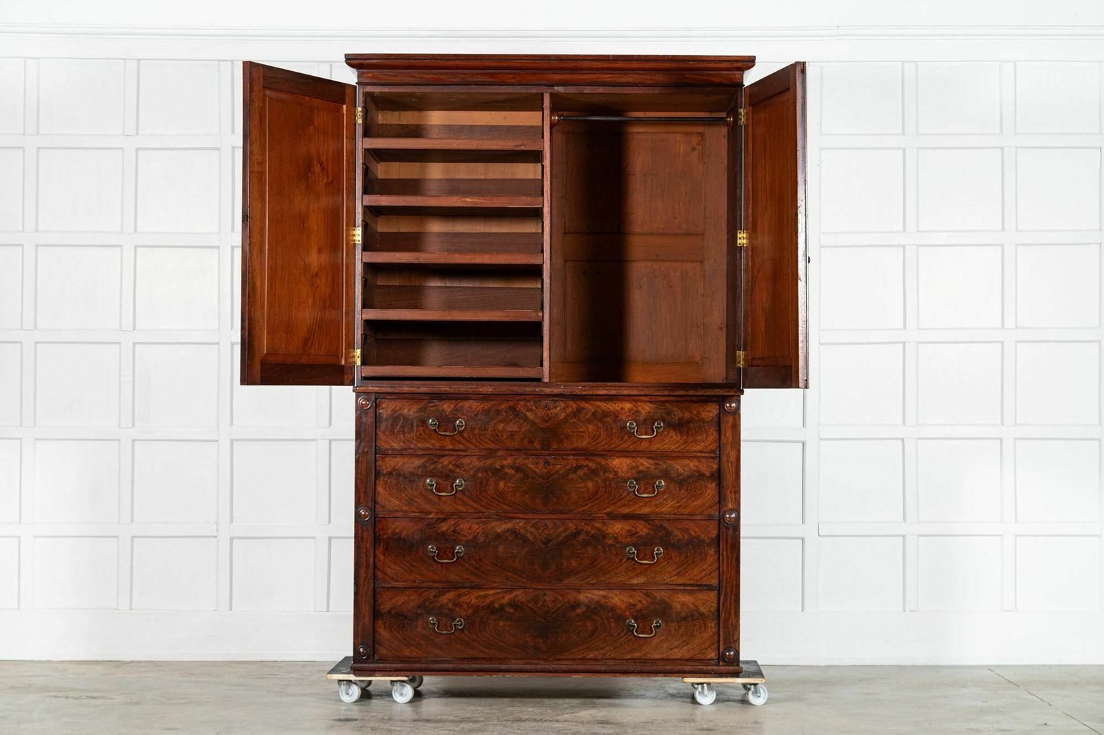 Large English Early 19thc Mahogany Linen Press photo furniture