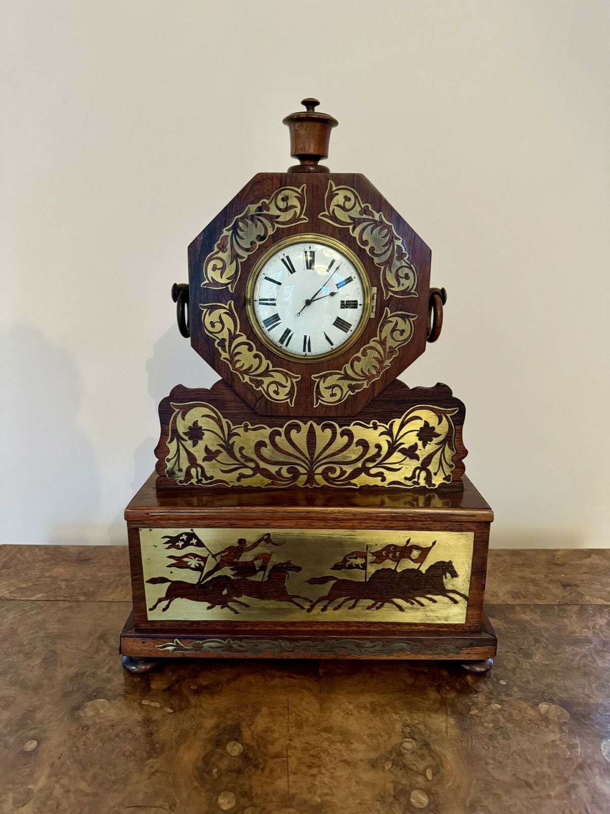 Wonderful Quality Antique Regency Rosewood Brass Inlaid Mantle Clock photo buy