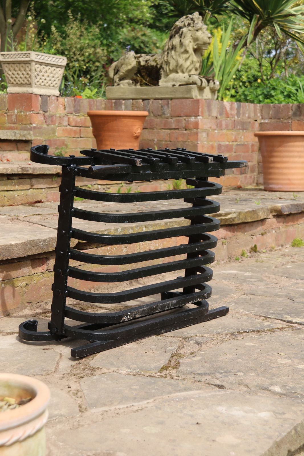 photo vintage A Wrought Iron Arts And Crafts Fire Basket Of Medieval Style, C 1930