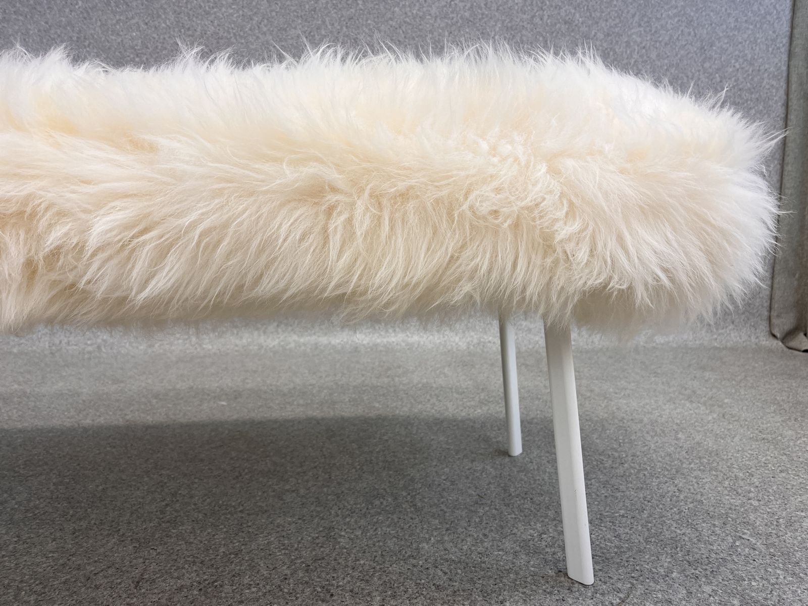 photo furniture White Yeti Real Sheepskin Fluffy Furry Bench Chair  Bedside