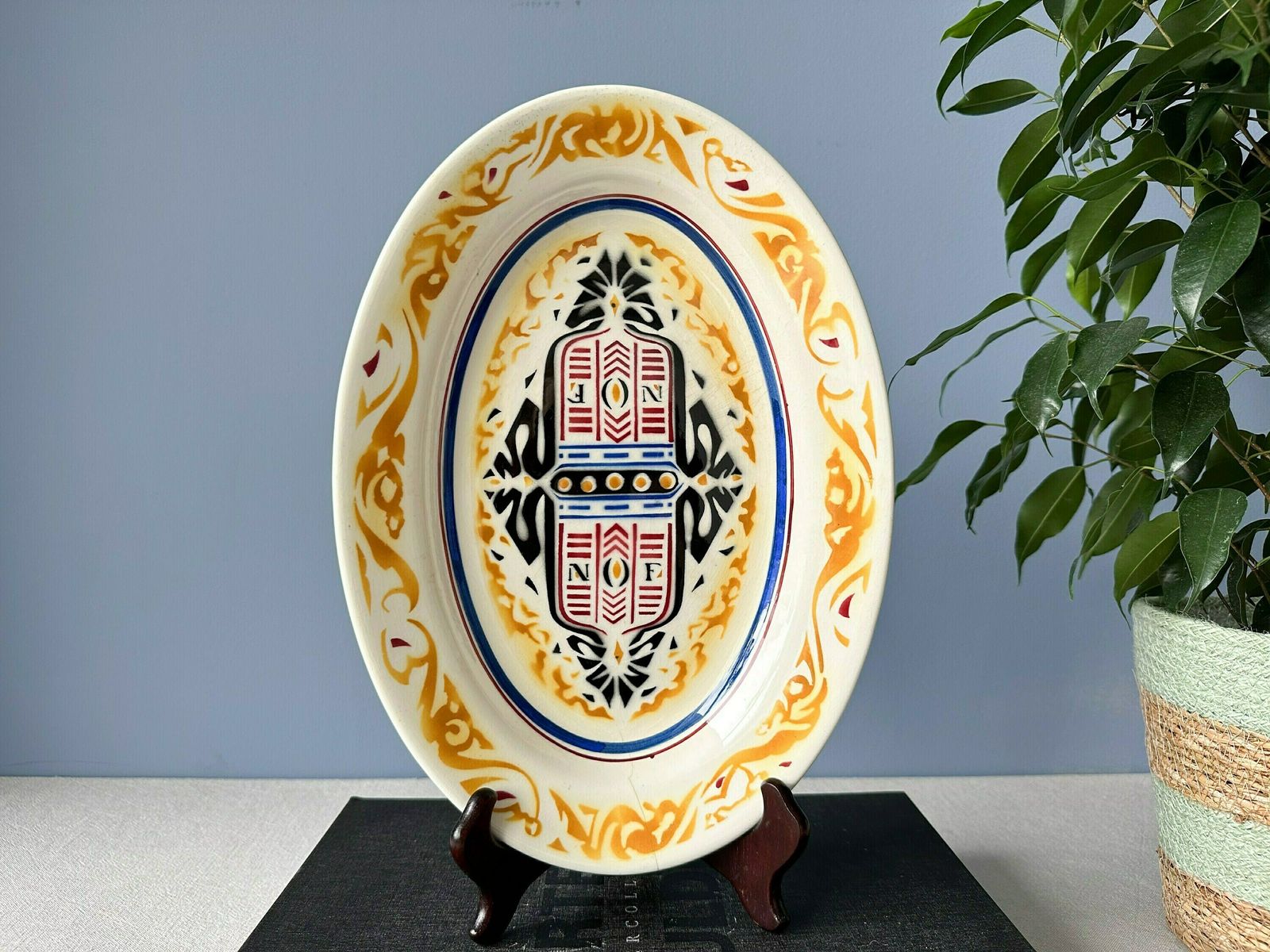 Antique Art Deco Bowl By Petrus Regout For Nof Calve Delft, Design By Richard Roland Holst, Amsterdam School