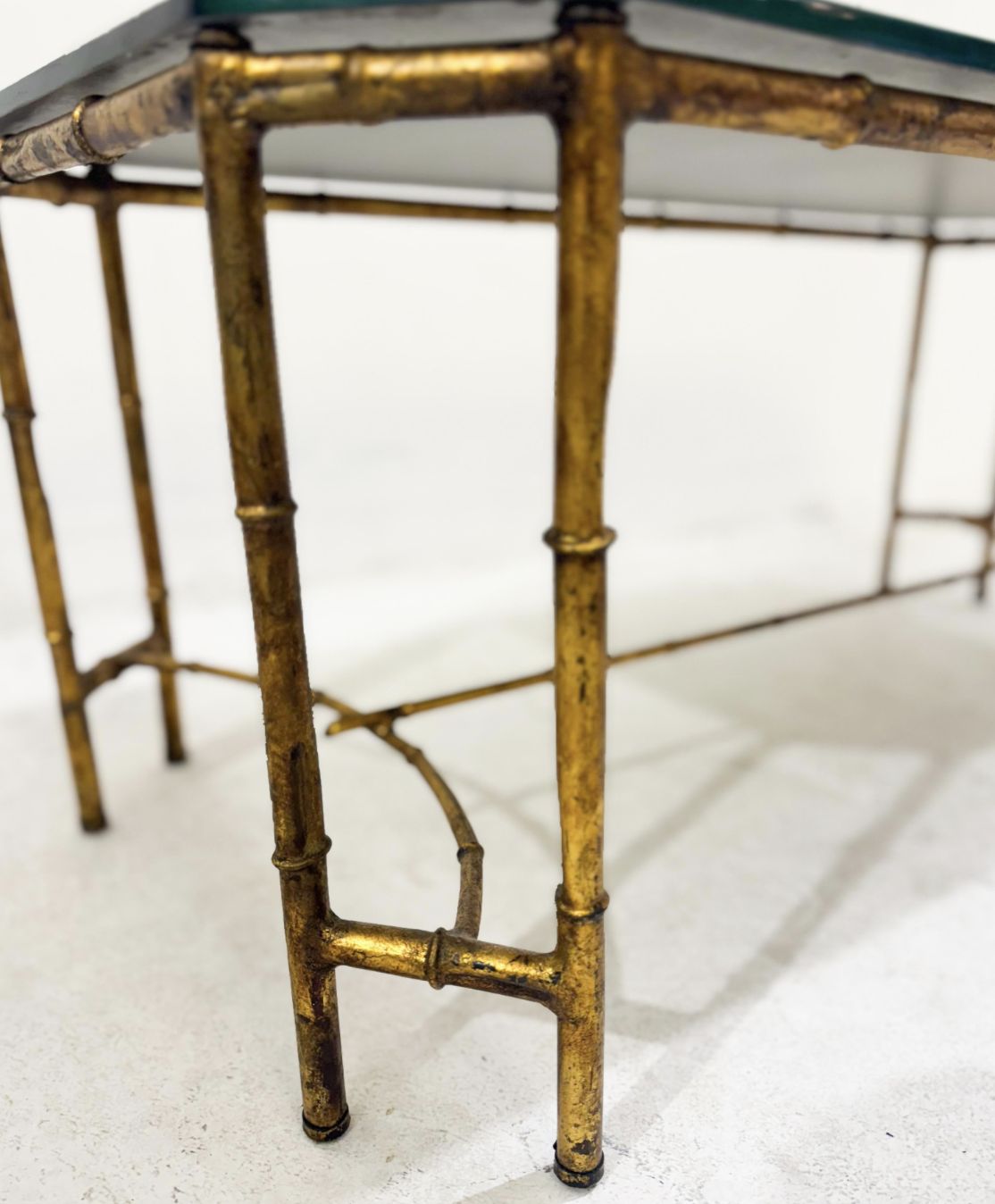 Gold Metal Faux Bamboo Coffee Table With Spacer, In The Style Of Maison Baguès photo 1520.0