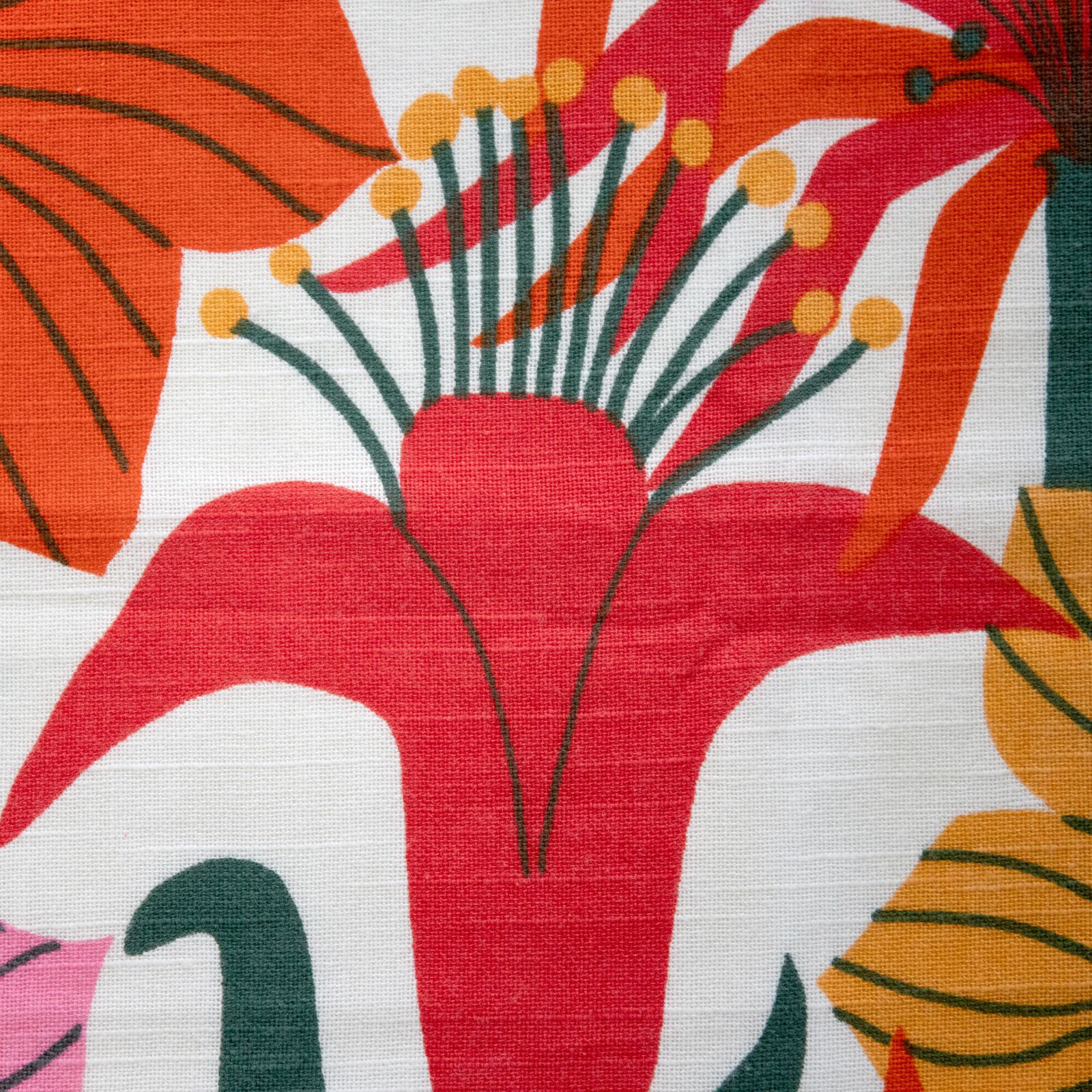 Swedish Art Print Textile With Exotic Floral Design In The Style Of Josef Frank, 1960s photo Textiles