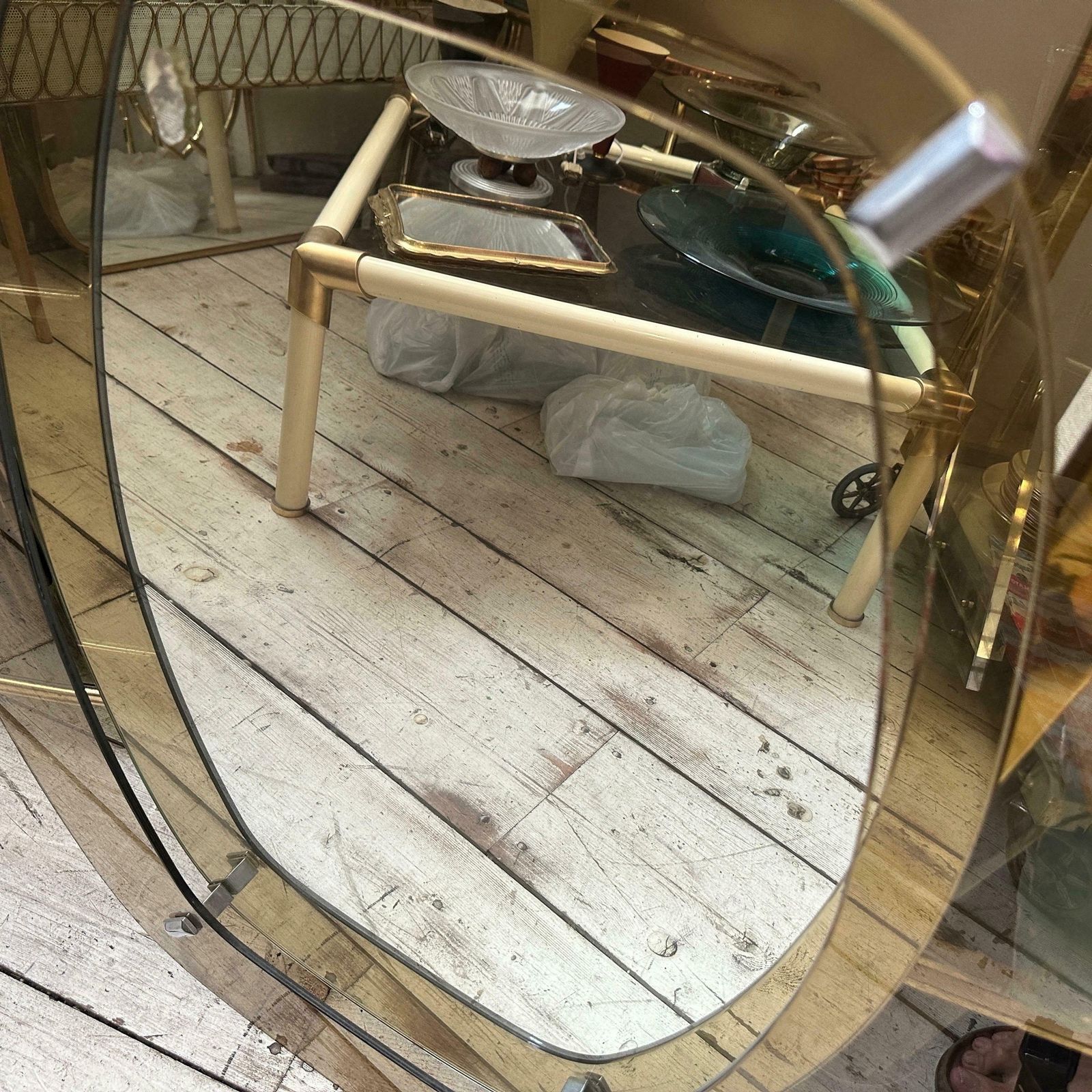 1970s Space Age Amber And Smoked Glass Wall Mirror By Veca photo vinterior