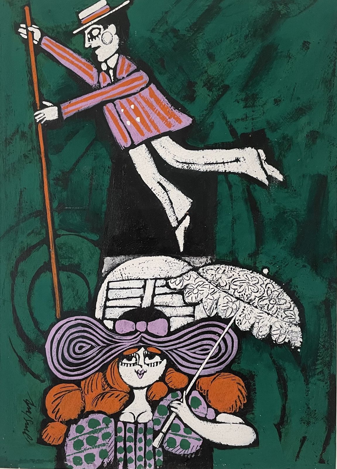 Punting   1968 Original Advertising Oil On Board By Andre Amstutz