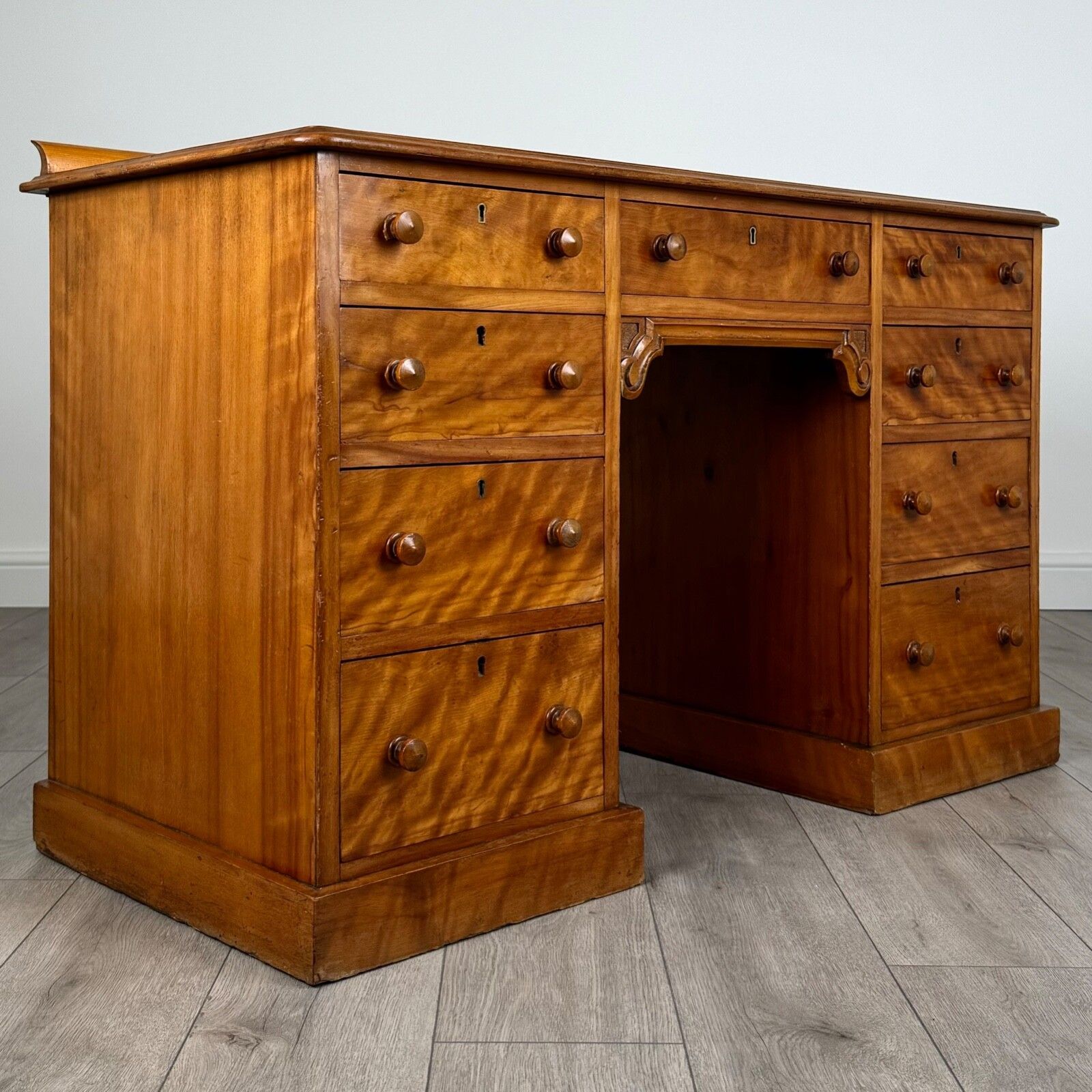 Antique 19th Century Good Quality Satin Wood Desk photo vintage