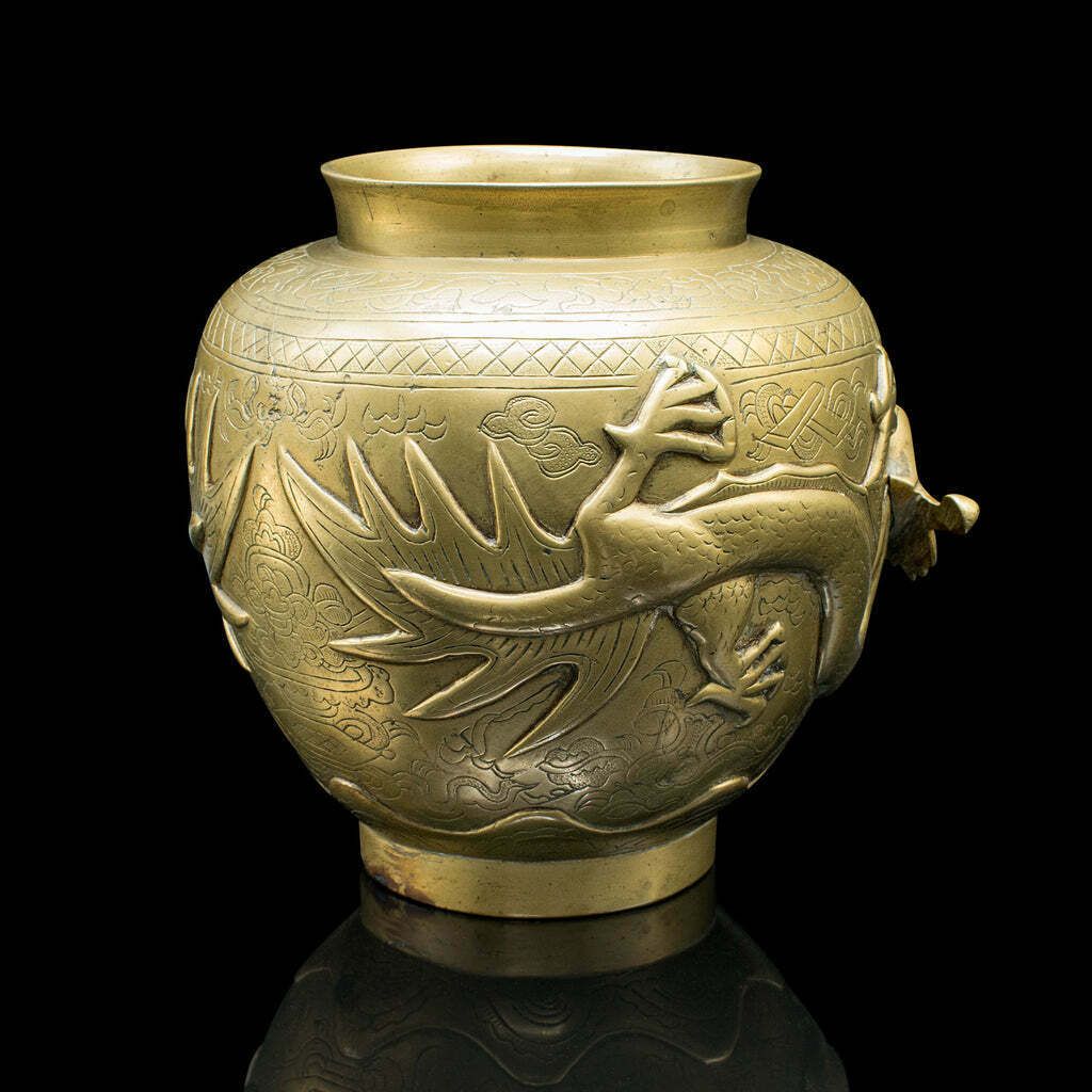 Pair Of Antique Flower Urns, Chinese, Bronze, Decorative Posy Vase, Victorian photo Home Decor