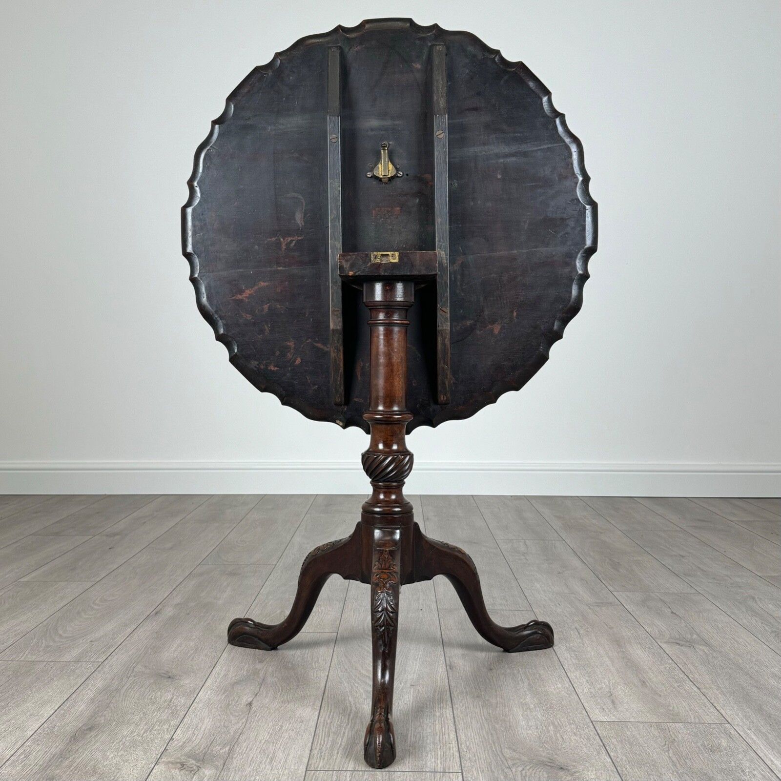 Antique 18th Century Mahogany Tripod Table With Piecrust Top photo for sale