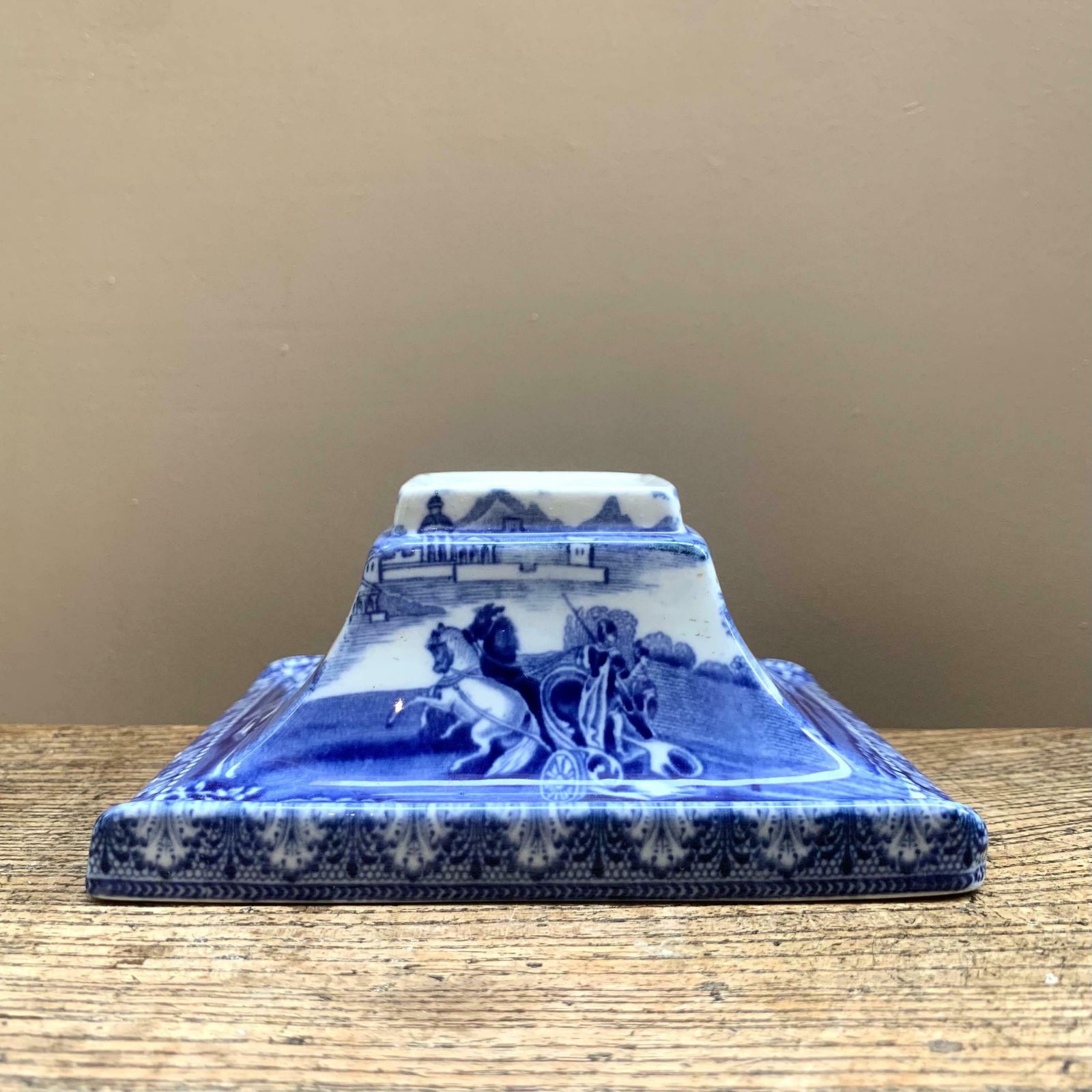 Vintage Cauldon England Chariots Blue & White Inkwell photo furniture