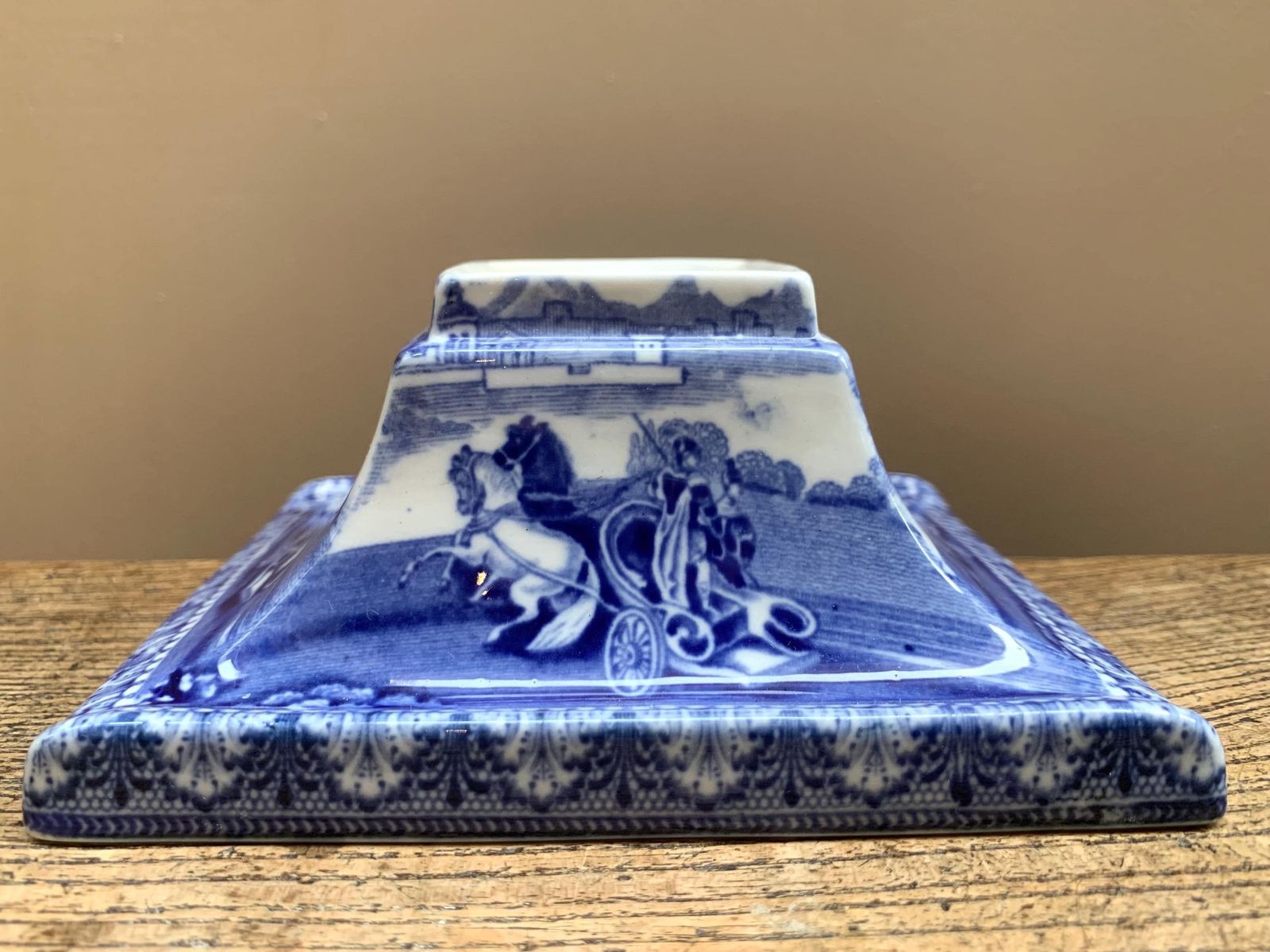 Vintage Cauldon England Chariots Blue & White Inkwell photo vinterior