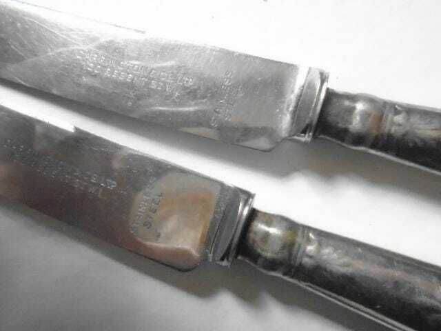 2 Antique Silver Plated Blunt Round Nose Knives, Hollow Butter Knives 10 Inch, Carrington And Co. Ltd, London photo vintage