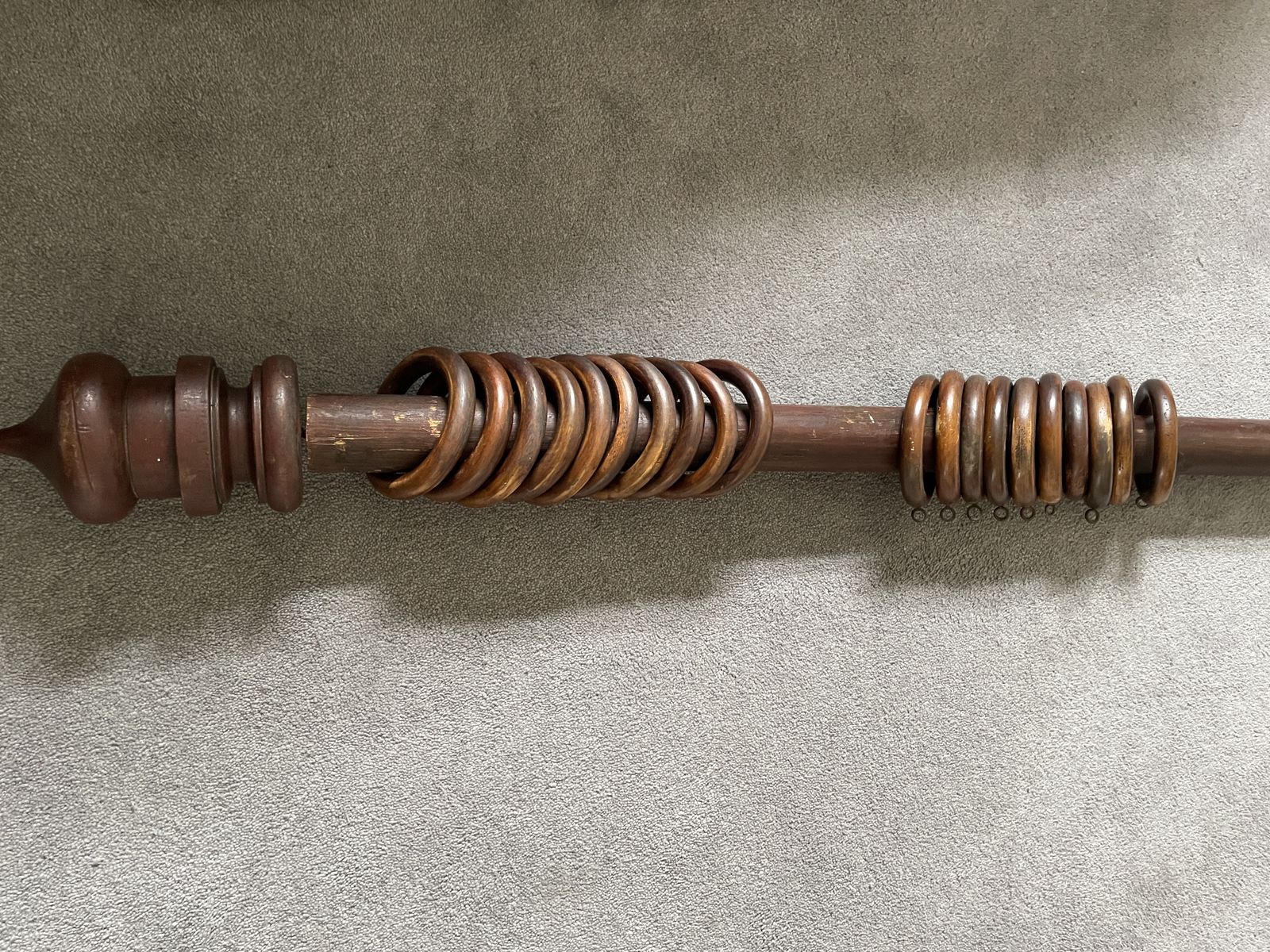 Wooden Curtain Pole (220cm Long X 5cm Diameter) With 2 Finials (18cm Long X 9.5cm Diameter) And 20 Wooden Rings (10cm Diameter) photo Home Decor