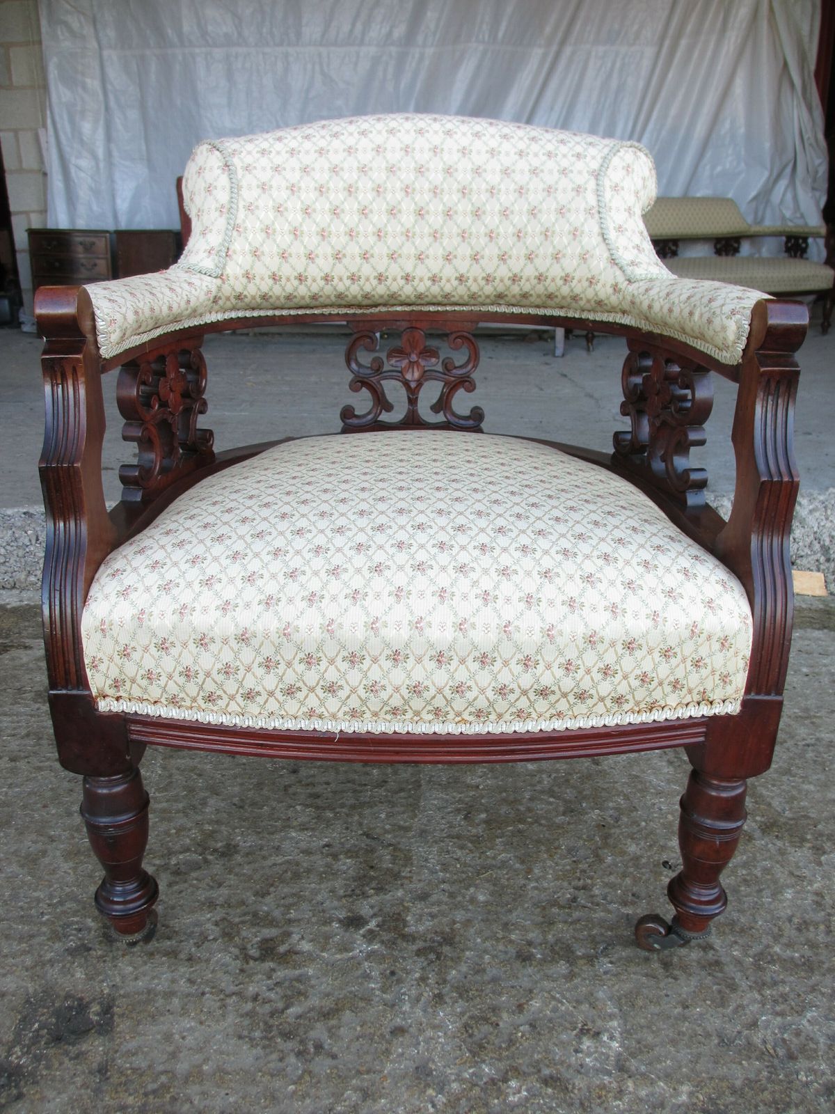 2595.0 Superbvictorian Mahogany Upholstered 5 Piece Parlour Suite photo
