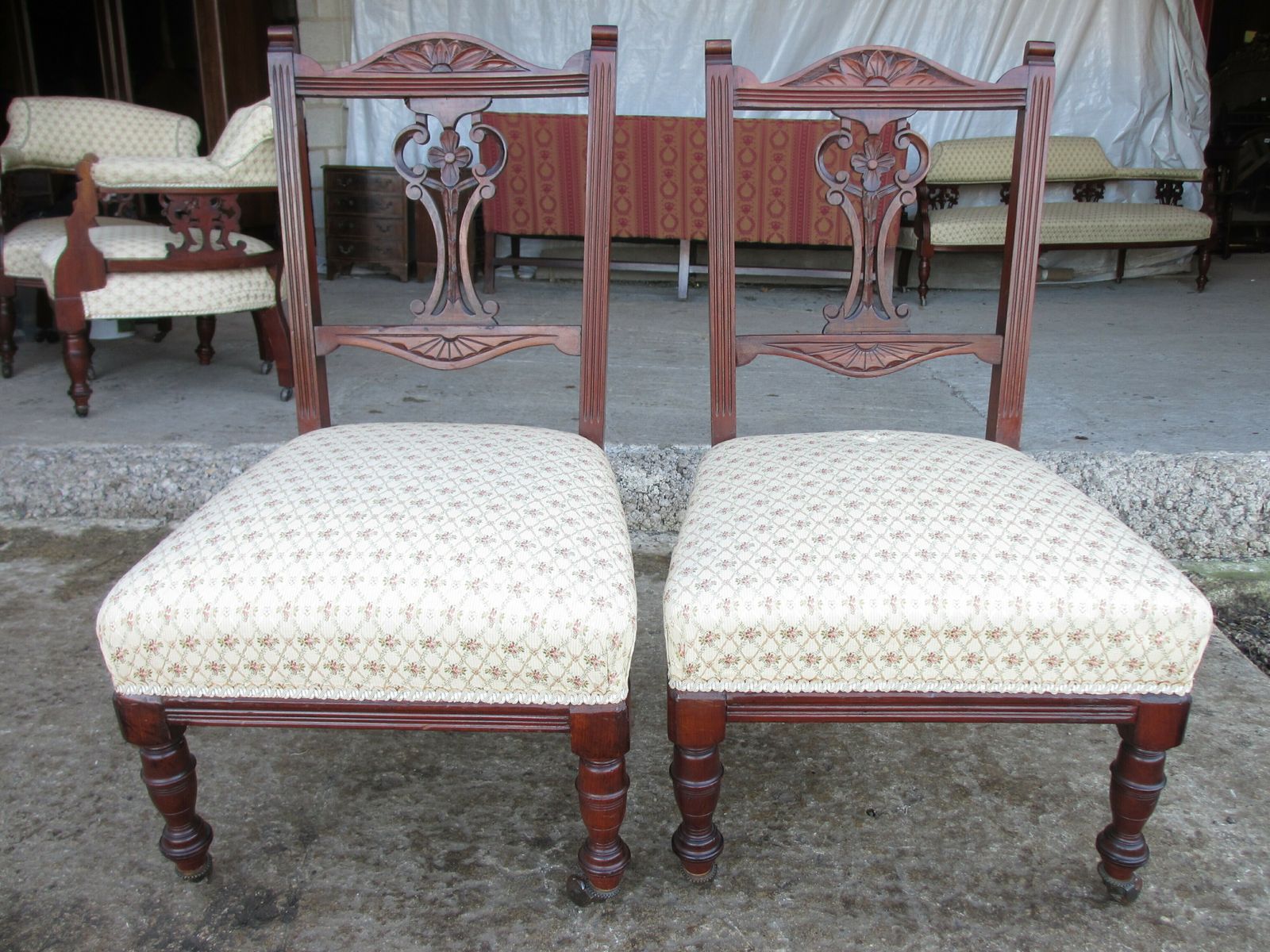 photo buy Superbvictorian Mahogany Upholstered 5 Piece Parlour Suite