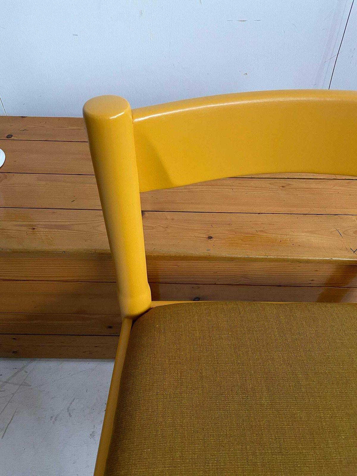 Vico Magistretti Carimate Dining Chair Painted In Marigold Yellow With Mustard Kvadrat Fabric Seat photo Furniture