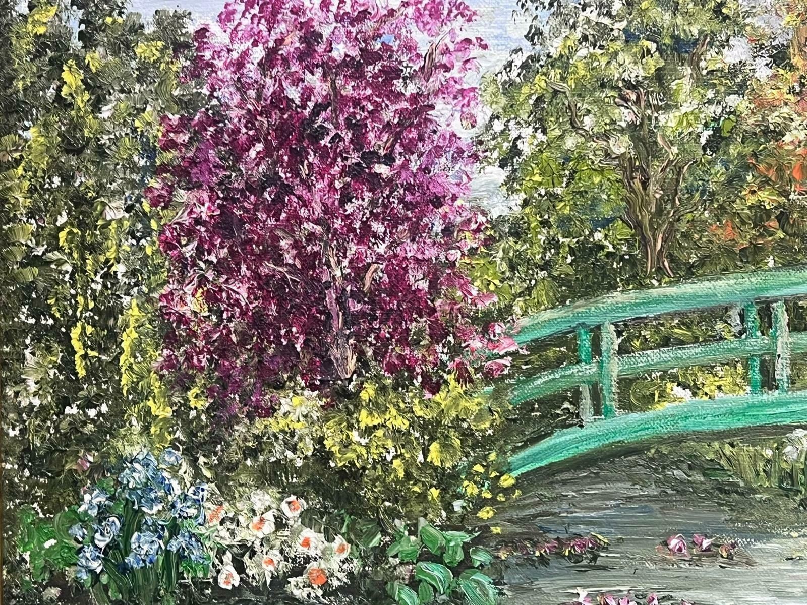 Japanese Bridge Monet's Waterlily Pond Giverny Signed French Impressionist Oil photo Art