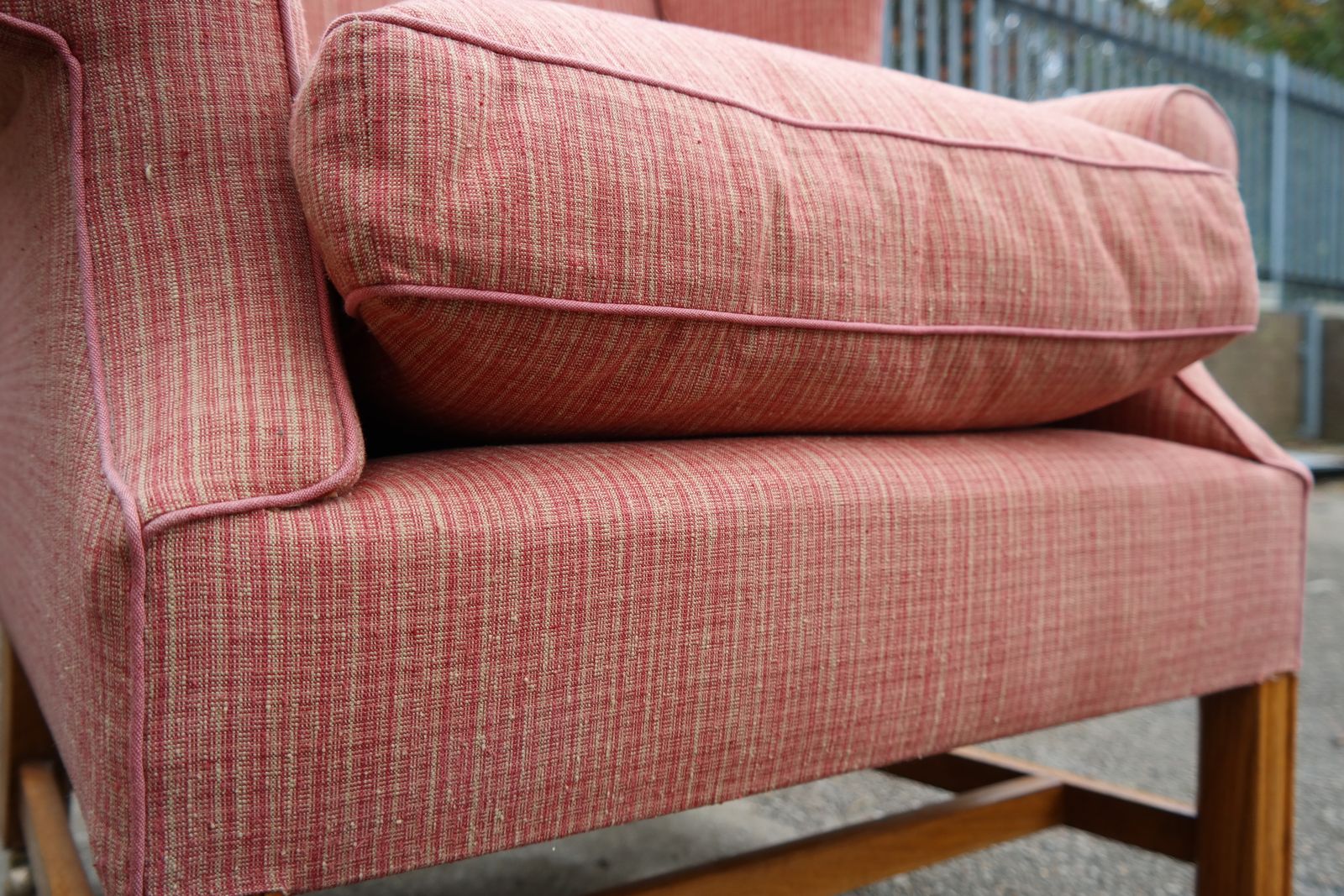 Howard And Sons Duke Wing Club Library Armchair Salmon Waffle Fabric photo 4500.0