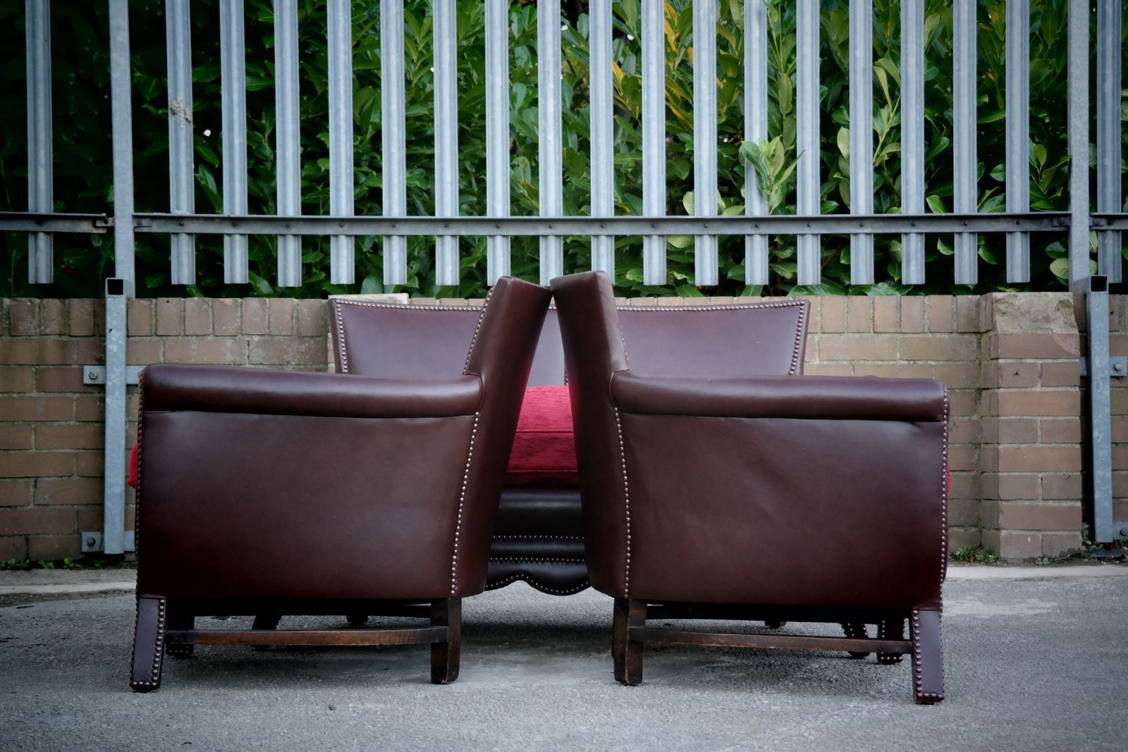 photo buy Otto Schultz Boet Leather Cigar Club Sofa Set 2 Seater 2 Armchairs Brown
