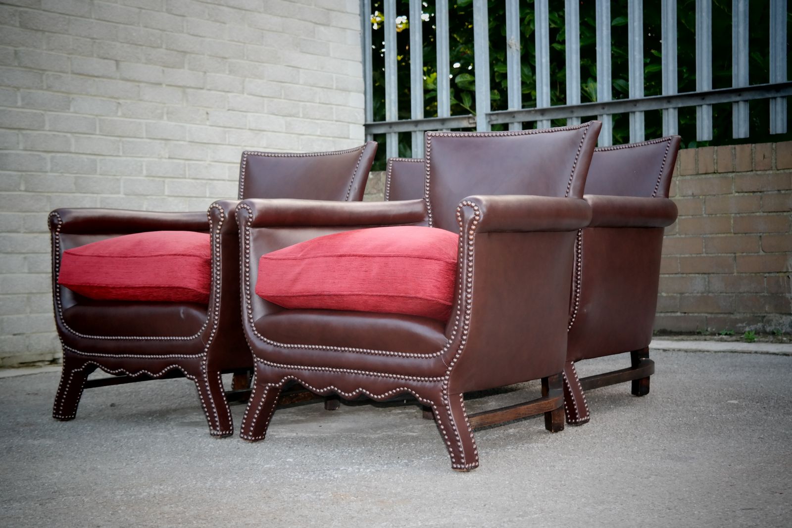 photo vintage Otto Schultz Boet Leather Cigar Club Sofa Set 2 Seater 2 Armchairs Brown