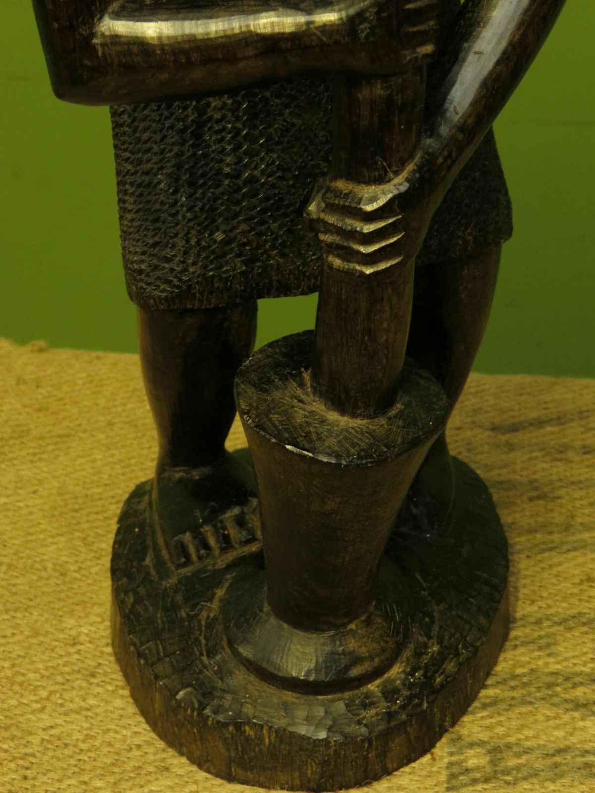 African Carved Ebony Figure Of Mother & Child photo vintage