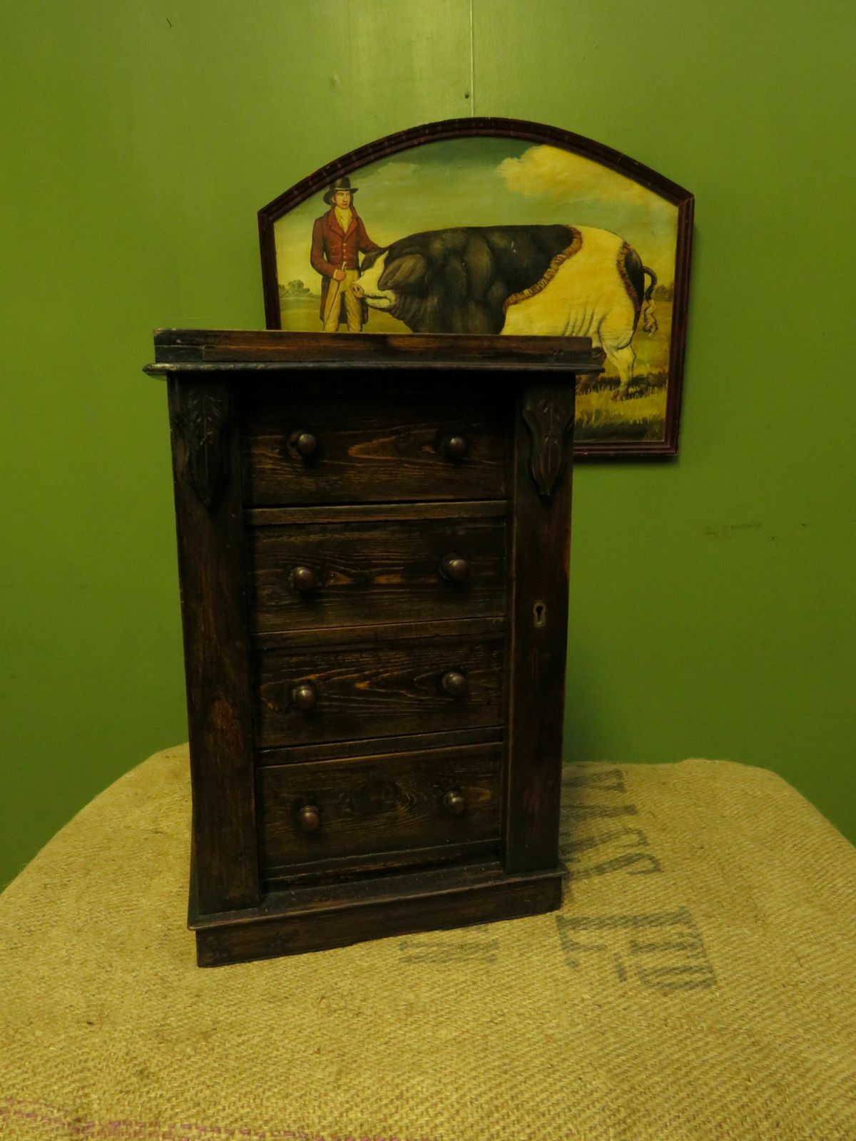 Antique Miniature Apprentice Piece Wellington Chest photo for sale