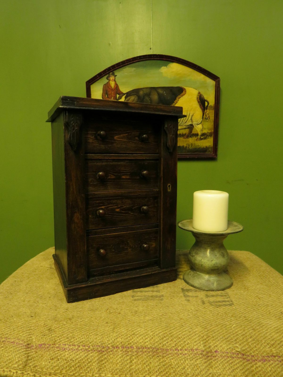 325.0 Antique Miniature Apprentice Piece Wellington Chest photo