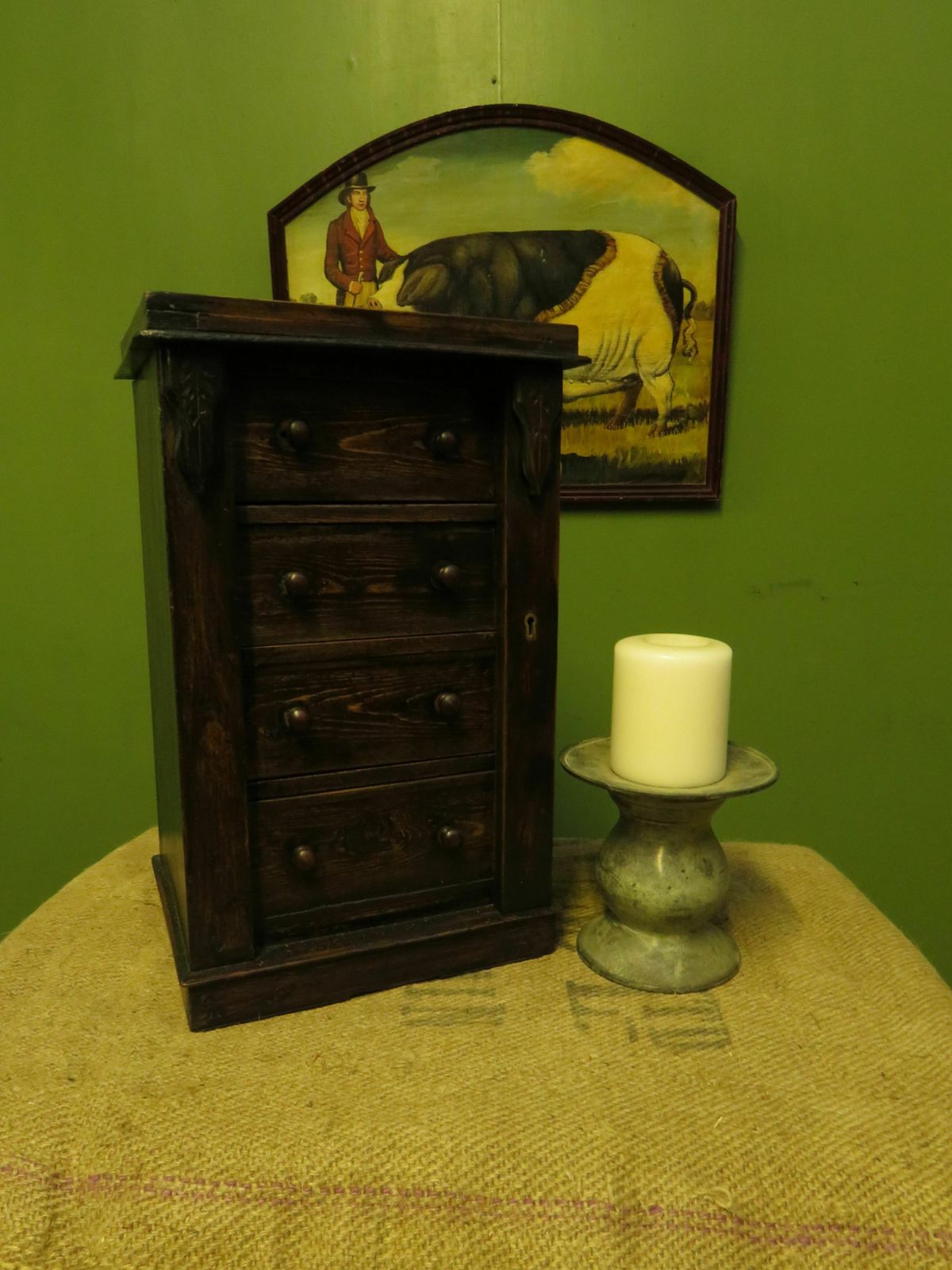 Antique Miniature Apprentice Piece Wellington Chest