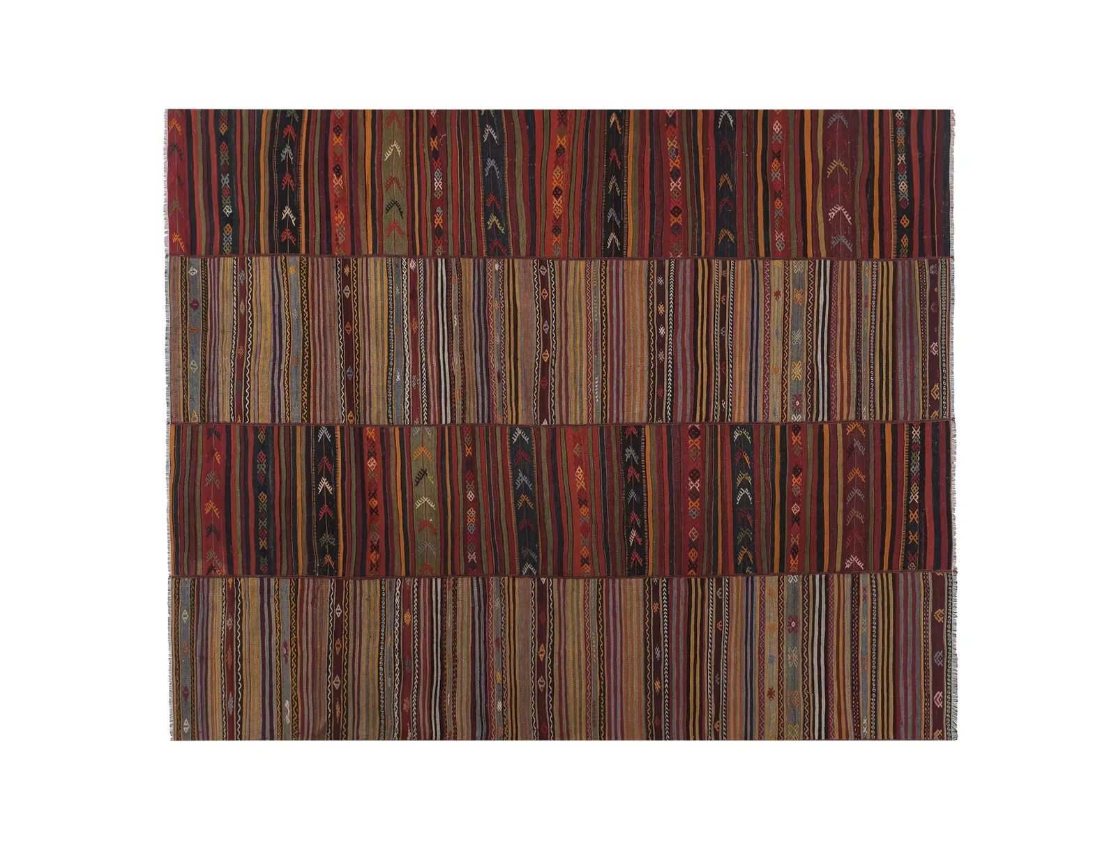 1970s Handmade Turkish Striped Kilim Rug 8'9'' X 11'7'' photo furniture