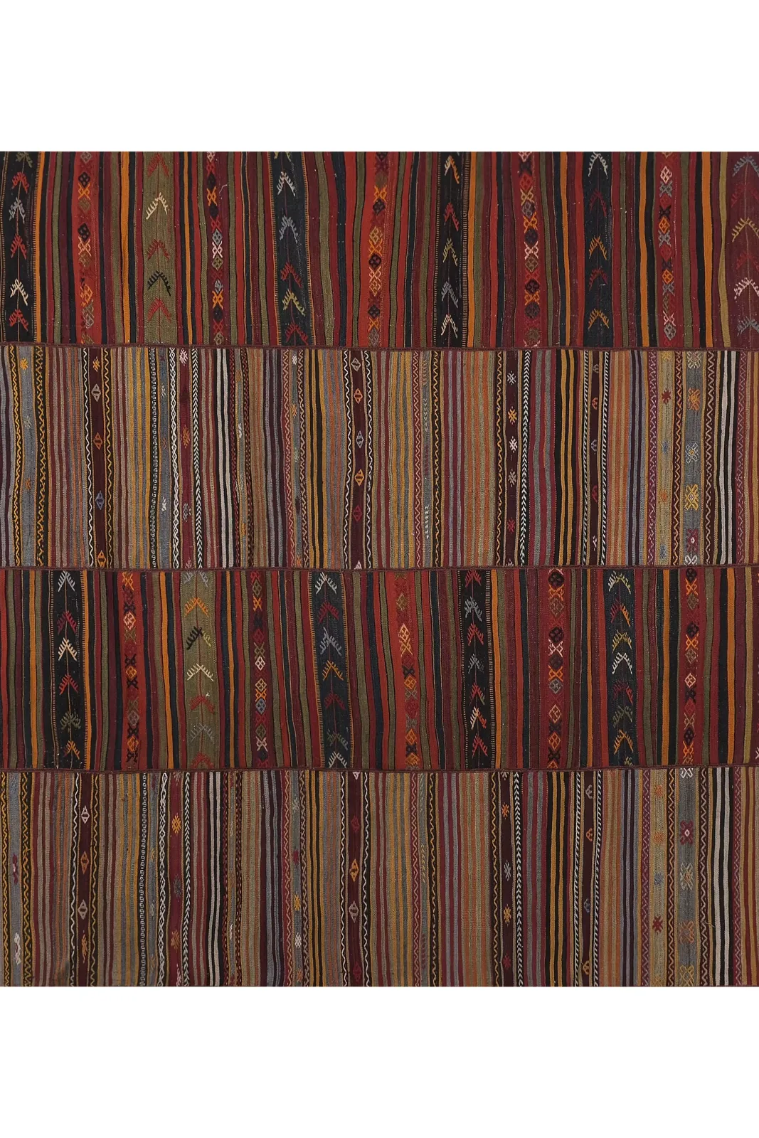 1970s Handmade Turkish Striped Kilim Rug 8'9'' X 11'7'' photo for sale