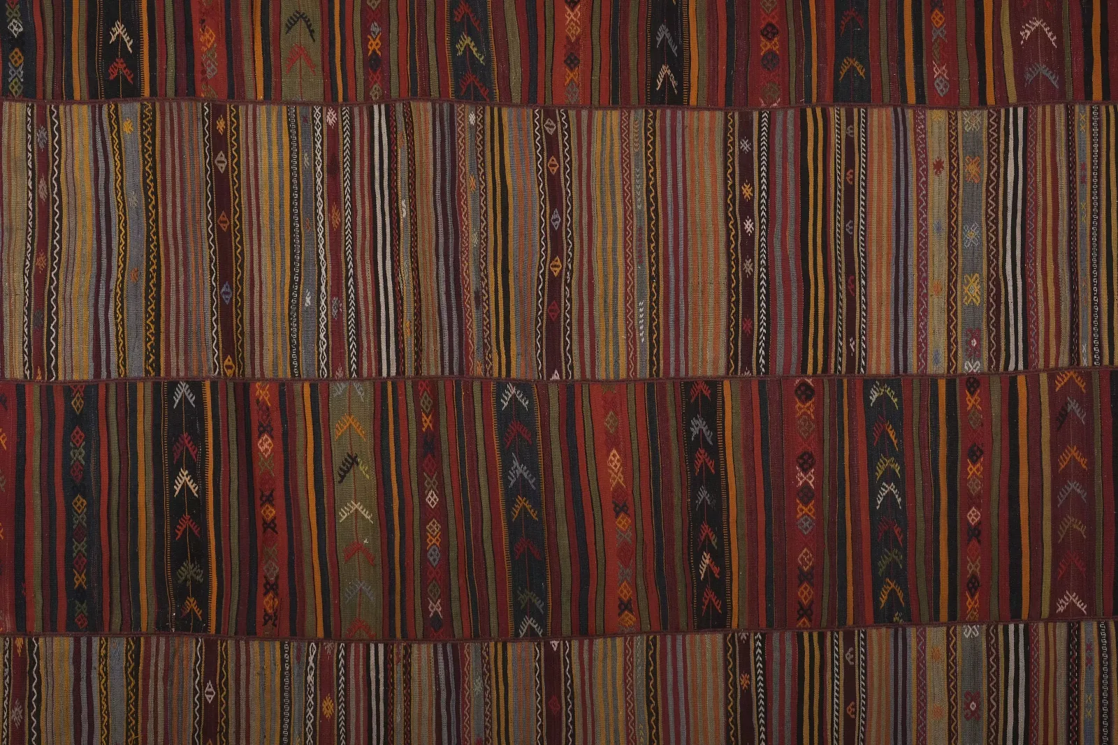 1970s Handmade Turkish Striped Kilim Rug 8'9'' X 11'7'' photo vinterior