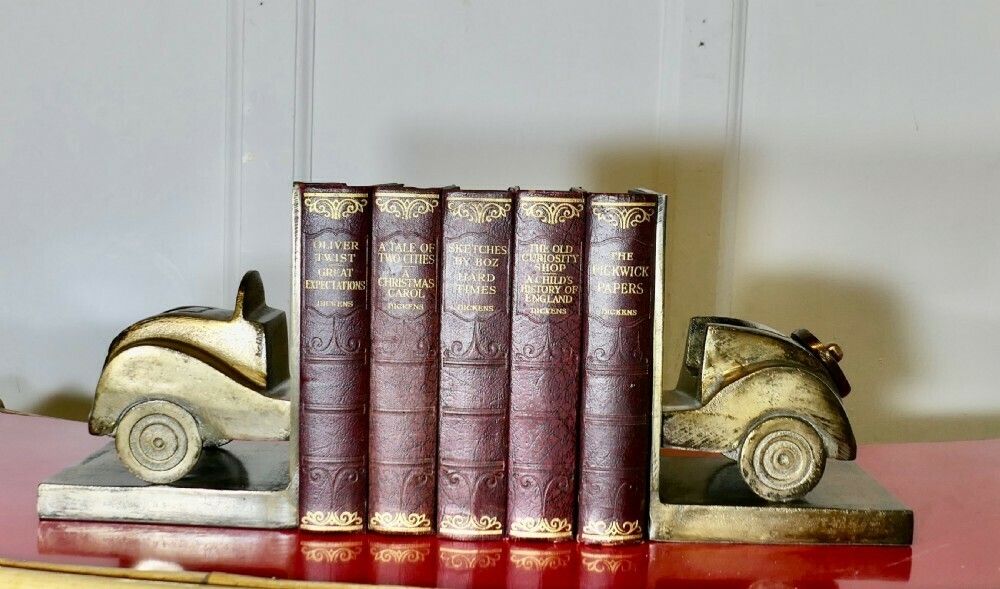 Brass Desk Top Bookends In The Shape Of A Vintage Car