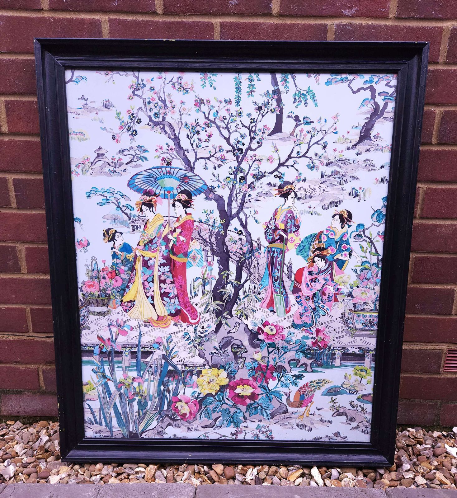 Spectacular, Colourful And Very Large Framed, Vintage Japanese Print photo 229.0