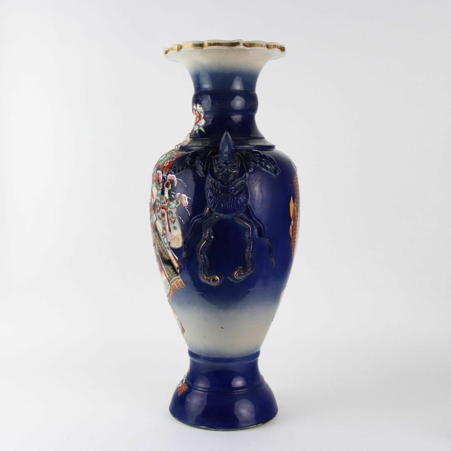 Antique Vase Ceramic Flower Decorations Japan Early XX Century photo buy
