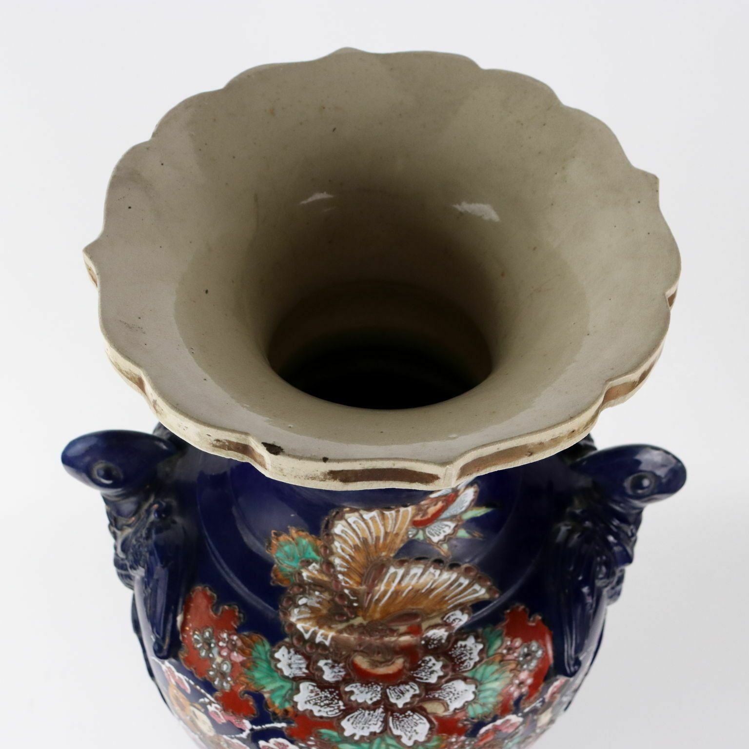 320.0 Antique Vase Ceramic Flower Decorations Japan Early XX Century photo
