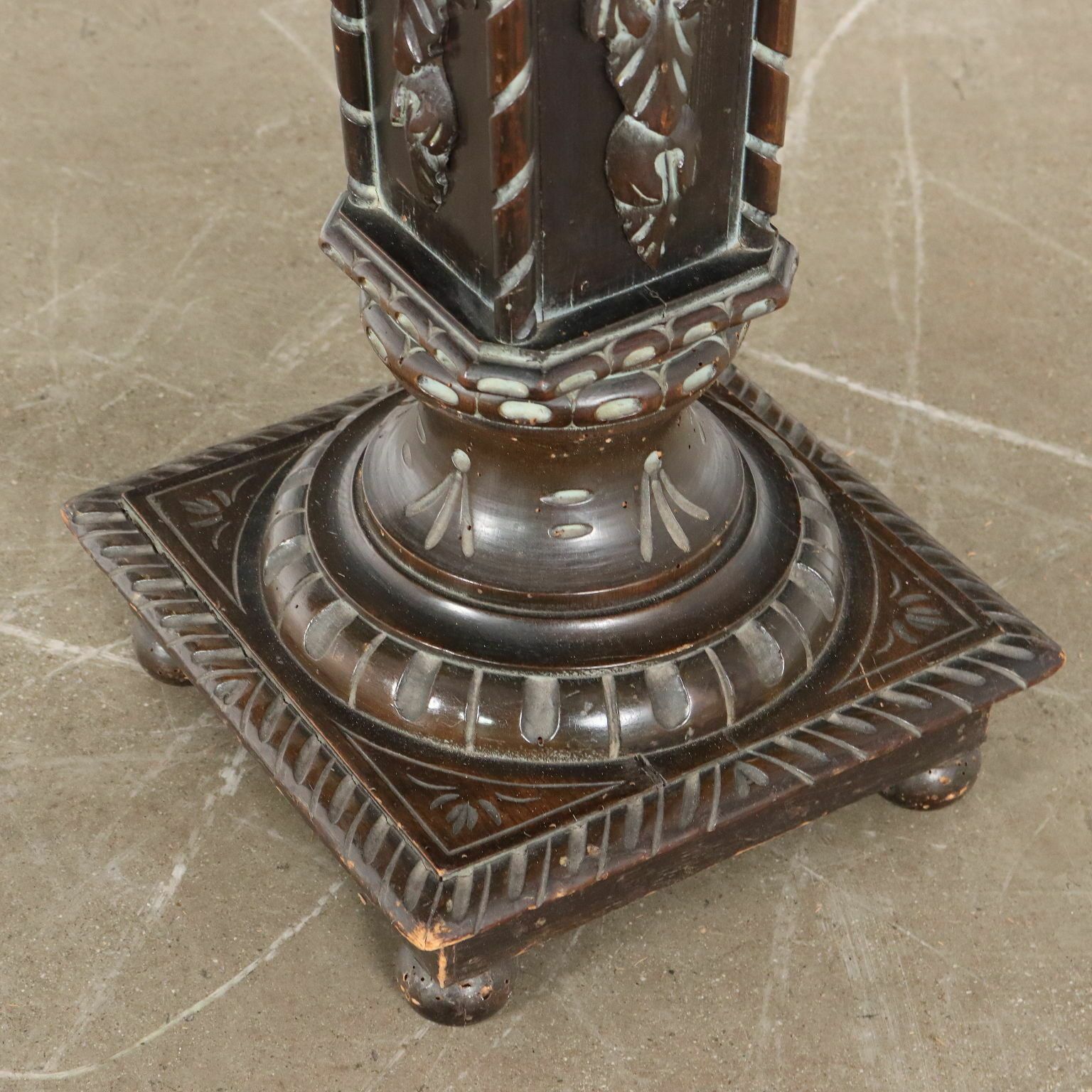 Antique Column Neo Renaissance Style Carved Wood Italy XX Century photo Home Decor