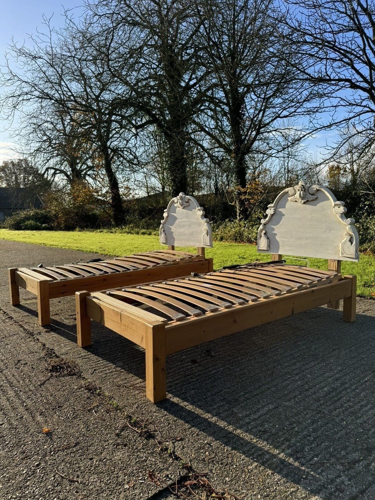 Pair Of Solid Pine Single Beds   ( Electronically ) Operated Bed Base photo for sale