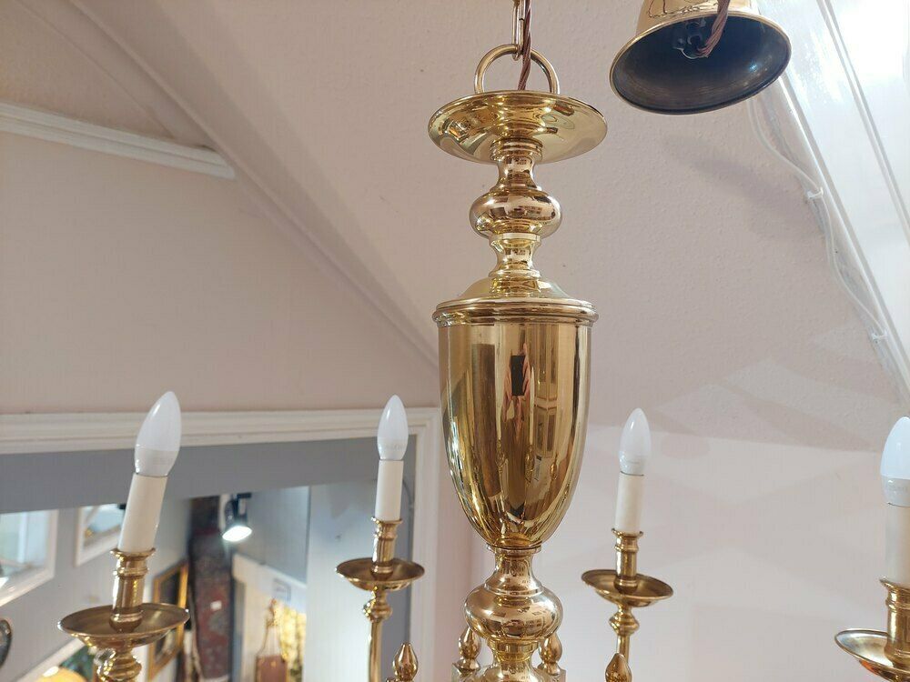 Brass Eight Branch Chandelier Light Fitting photo Lighting