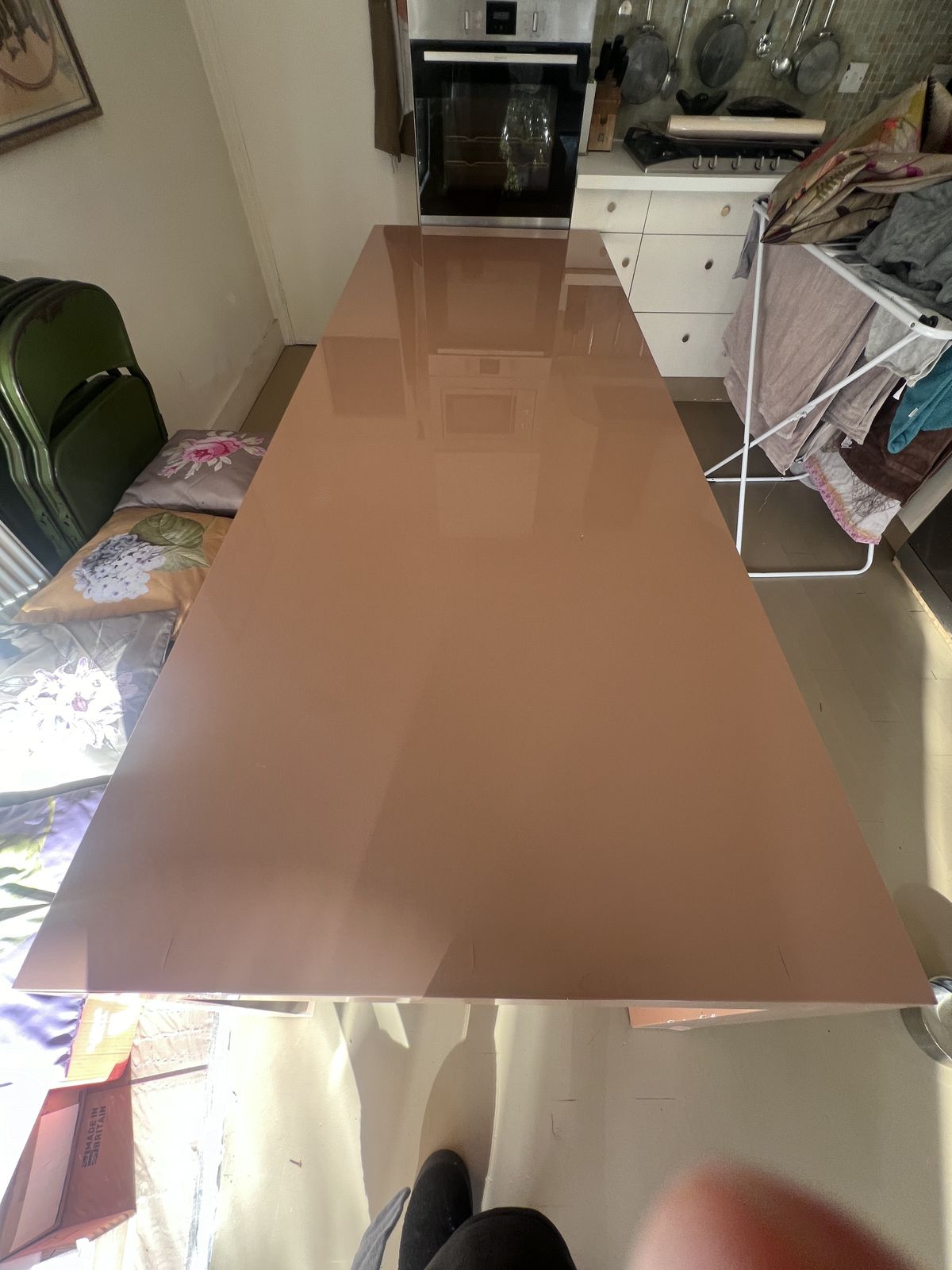 photo for sale Rare Cappellini 250x90x75 Gamma Extra Long Dining Table By Jasper Morrison In Glossy/Polished Beige Lacquer (1998)