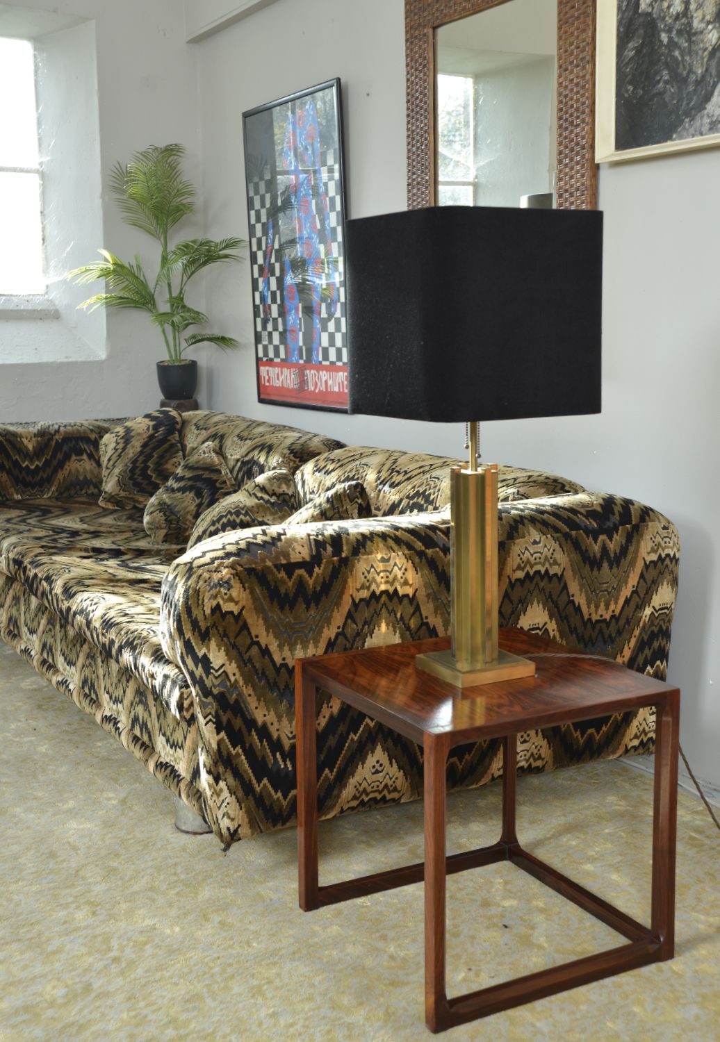 Lighting 1970s Brutalist Brass Gold Table Lamp By Belgo Chrom Willy Rizzo Style Belgium photo