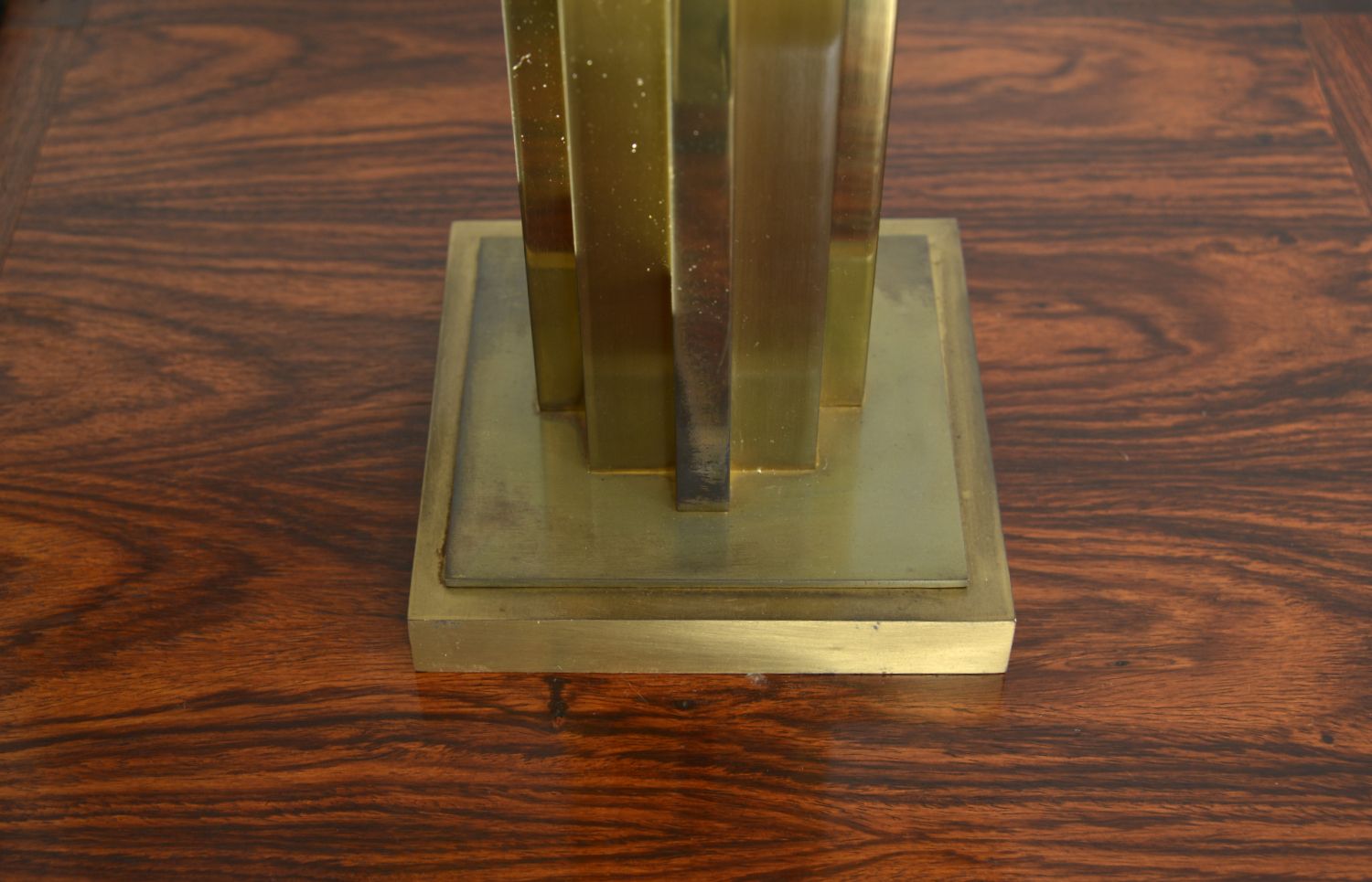 photo vinterior 1970s Brutalist Brass Gold Table Lamp By Belgo Chrom Willy Rizzo Style Belgium