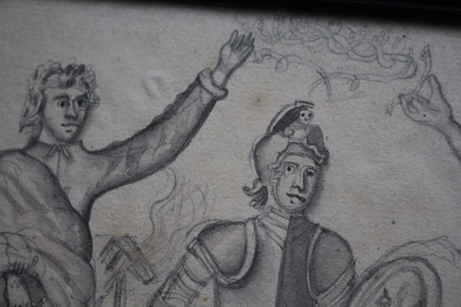 Early 19th Century Pencil Sketch, Warrior & Divines Medieval Grand Tour photo 403.0