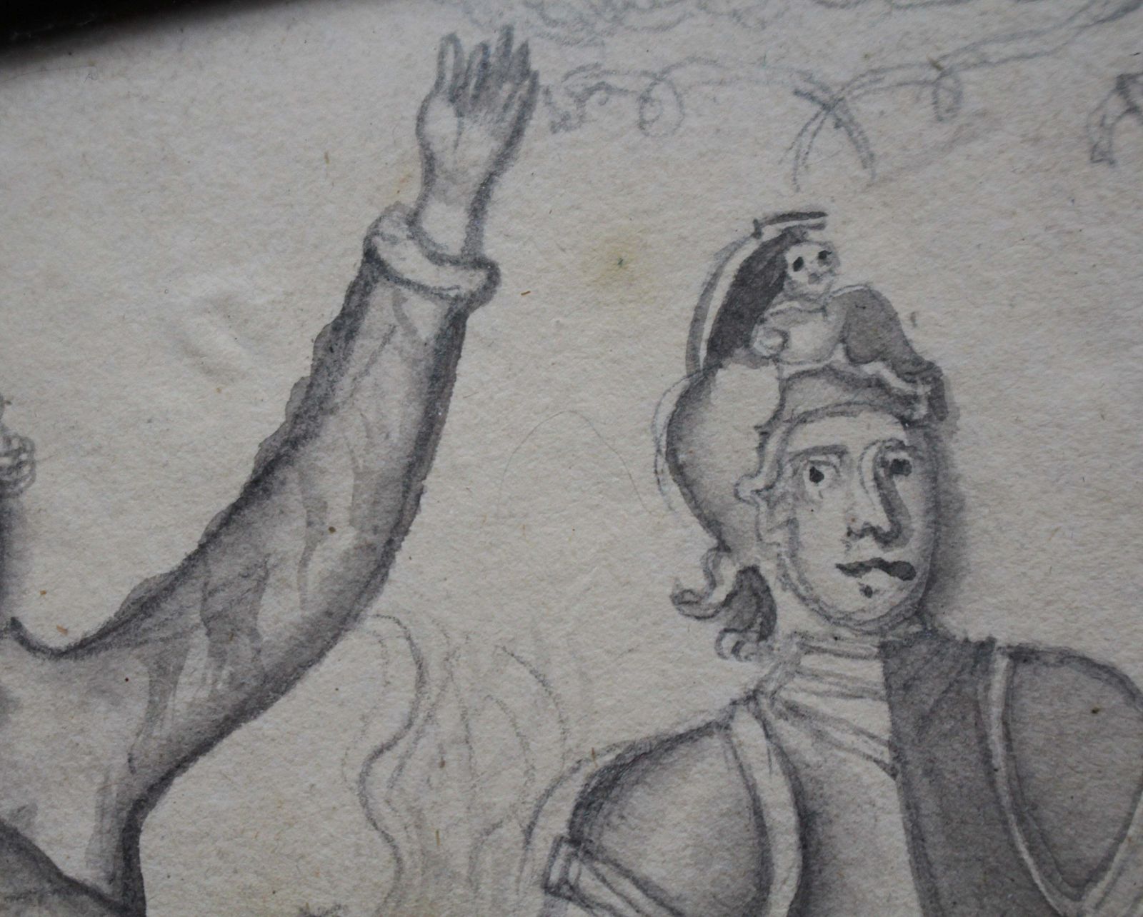 Early 19th Century Pencil Sketch, Warrior & Divines Medieval Grand Tour photo buy