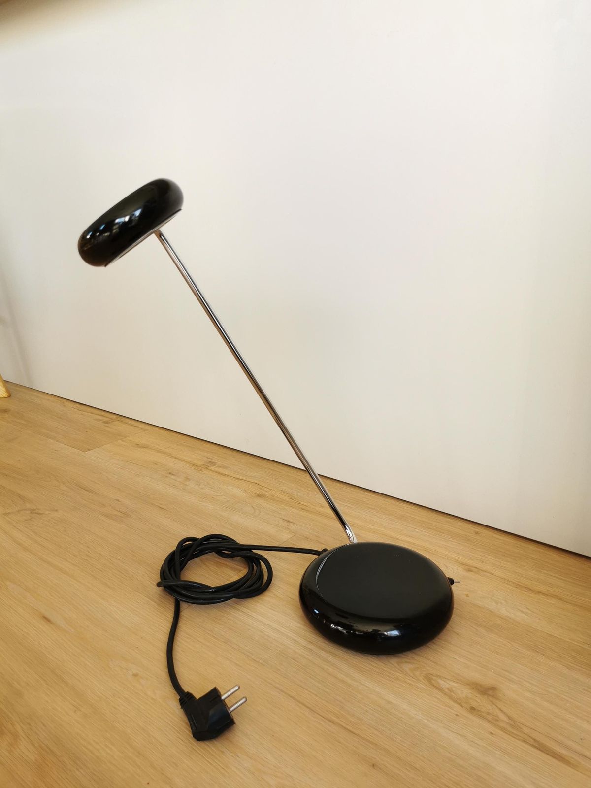 photo for sale Vintage Original Meblo Desk Lamp 1980s Yugoslavia / Design By Bruno Gecchelin / Mid Century Black Plastic Adjustable Table Light Space Age