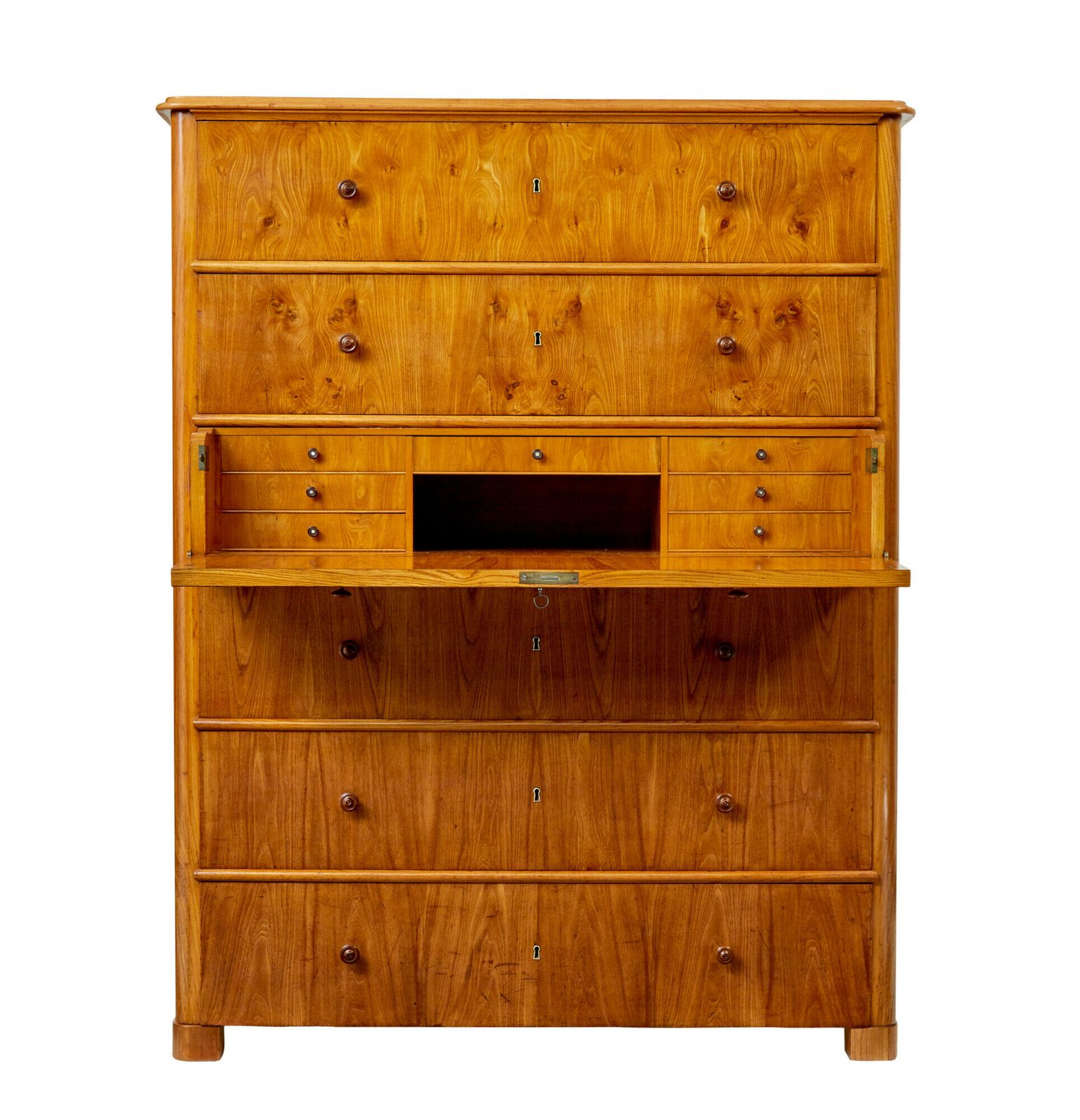 photo for sale Tall 19th Century Elm Secretaire Chest Of Drawers