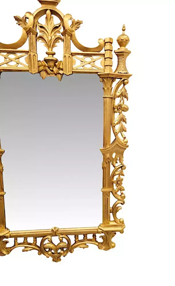 A Very Rare 19th Century Chinese Chippendale Style Giltwood Hall Or Pier Or Overmantel Mirror photo for sale