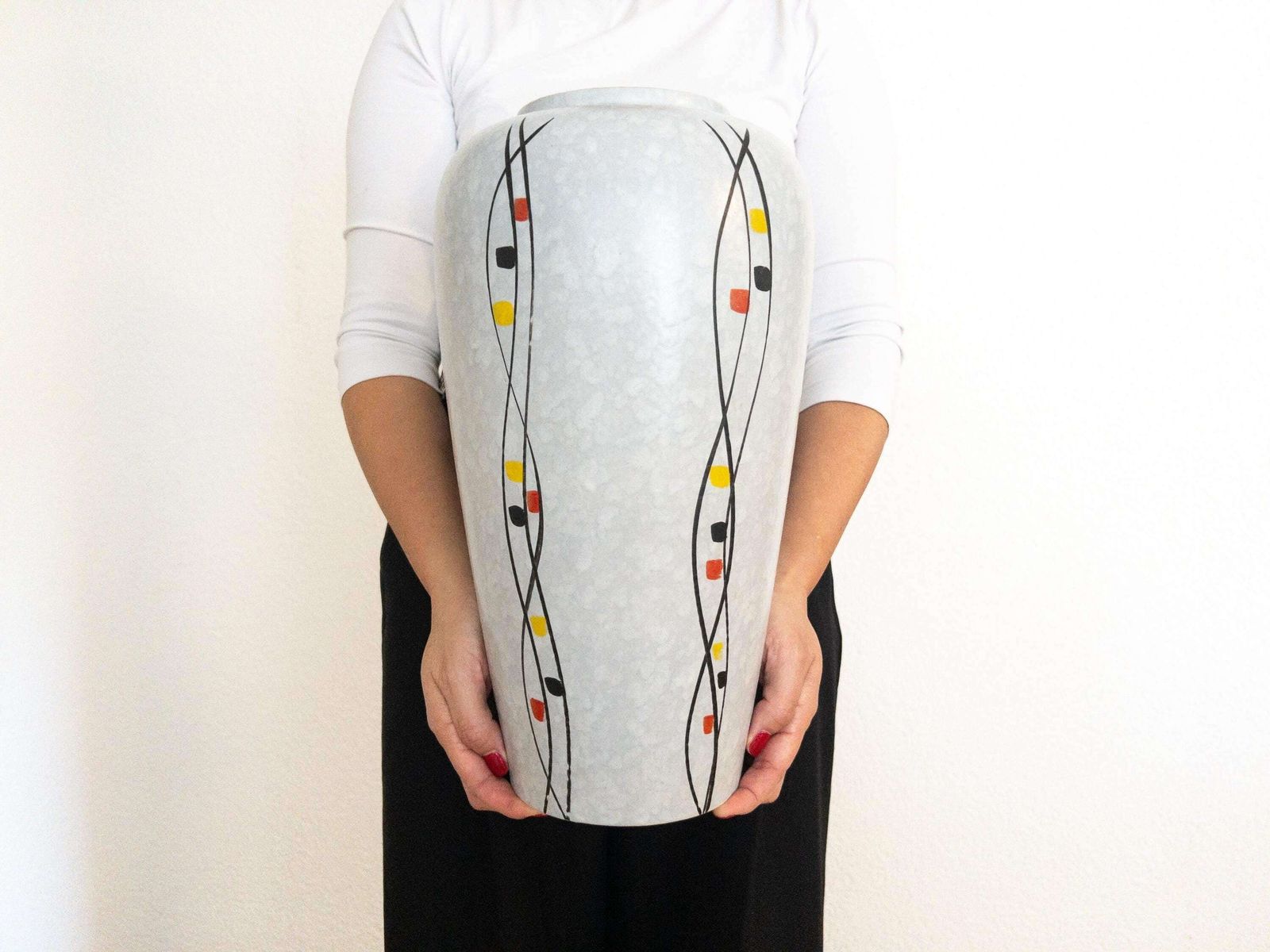 Xl Scheurich Keramik Floor Vase 517 38   West German Pottery Floor Vase   Mid Century Ceramic Floor Vase   Grey Minimal Decor