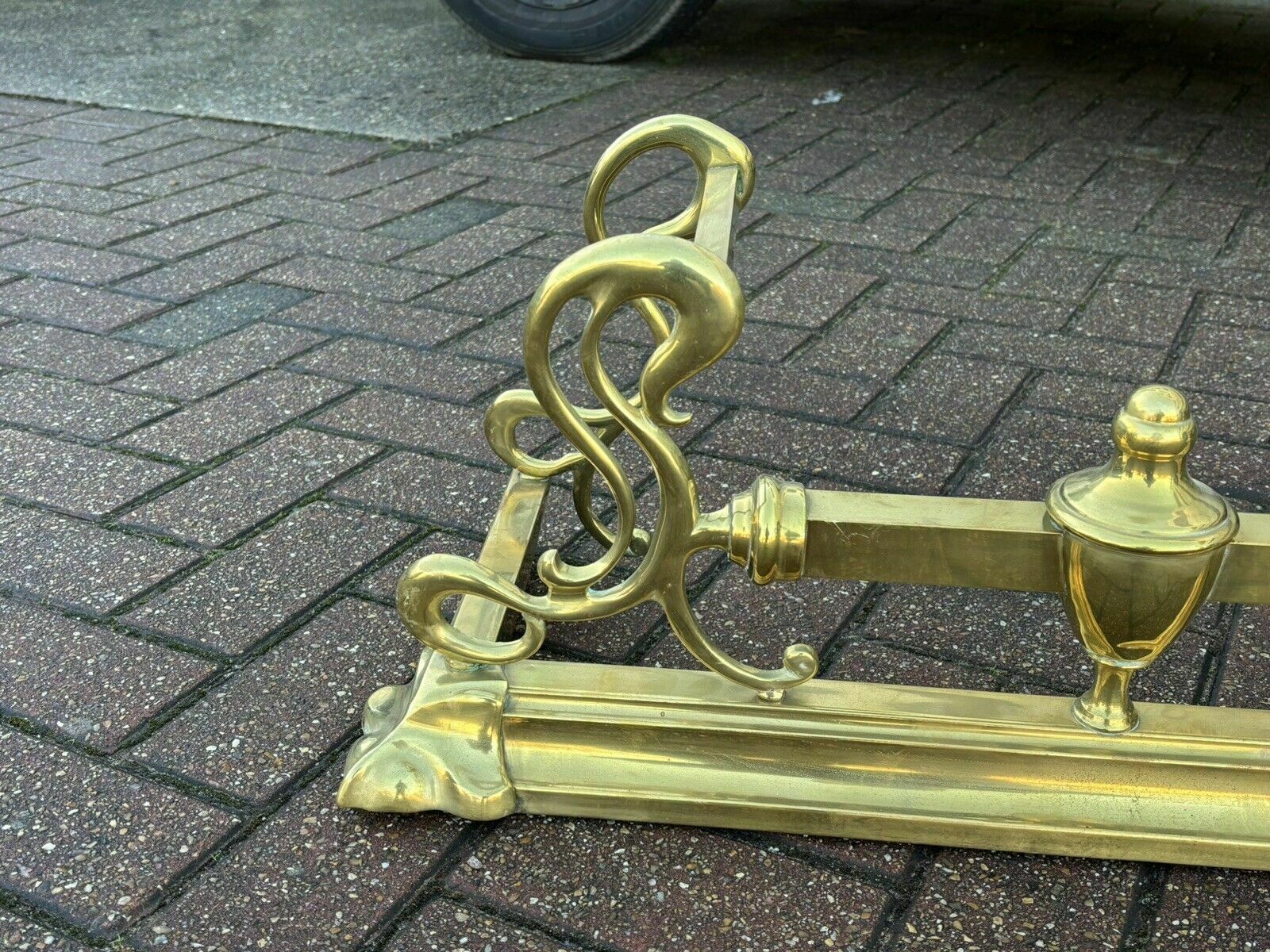 Victorian Brass Fender For A Fireplace photo vintage