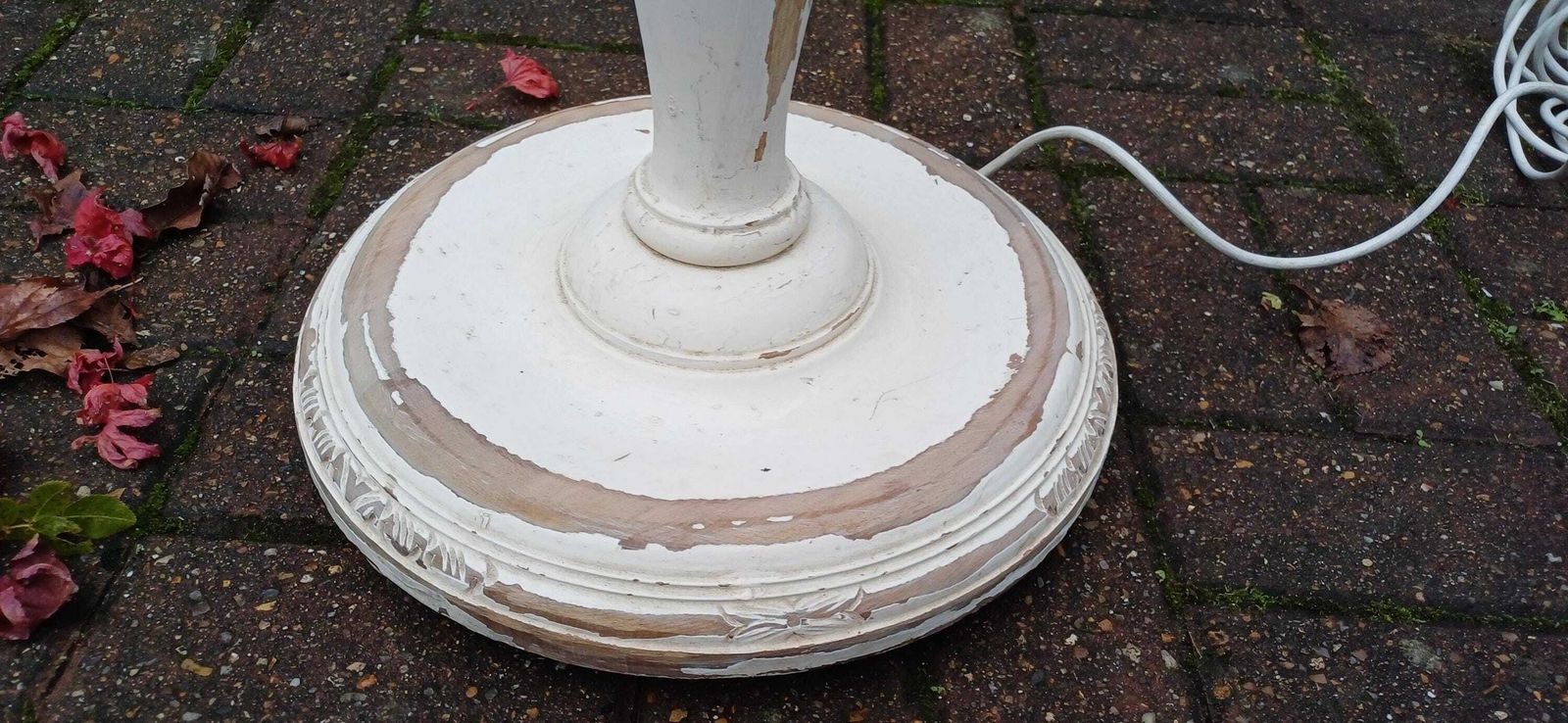 Stunning Vintage Early 20th Century Vintage Working Standard Lamp Painted With Stripped Wooden Detail photo Lighting